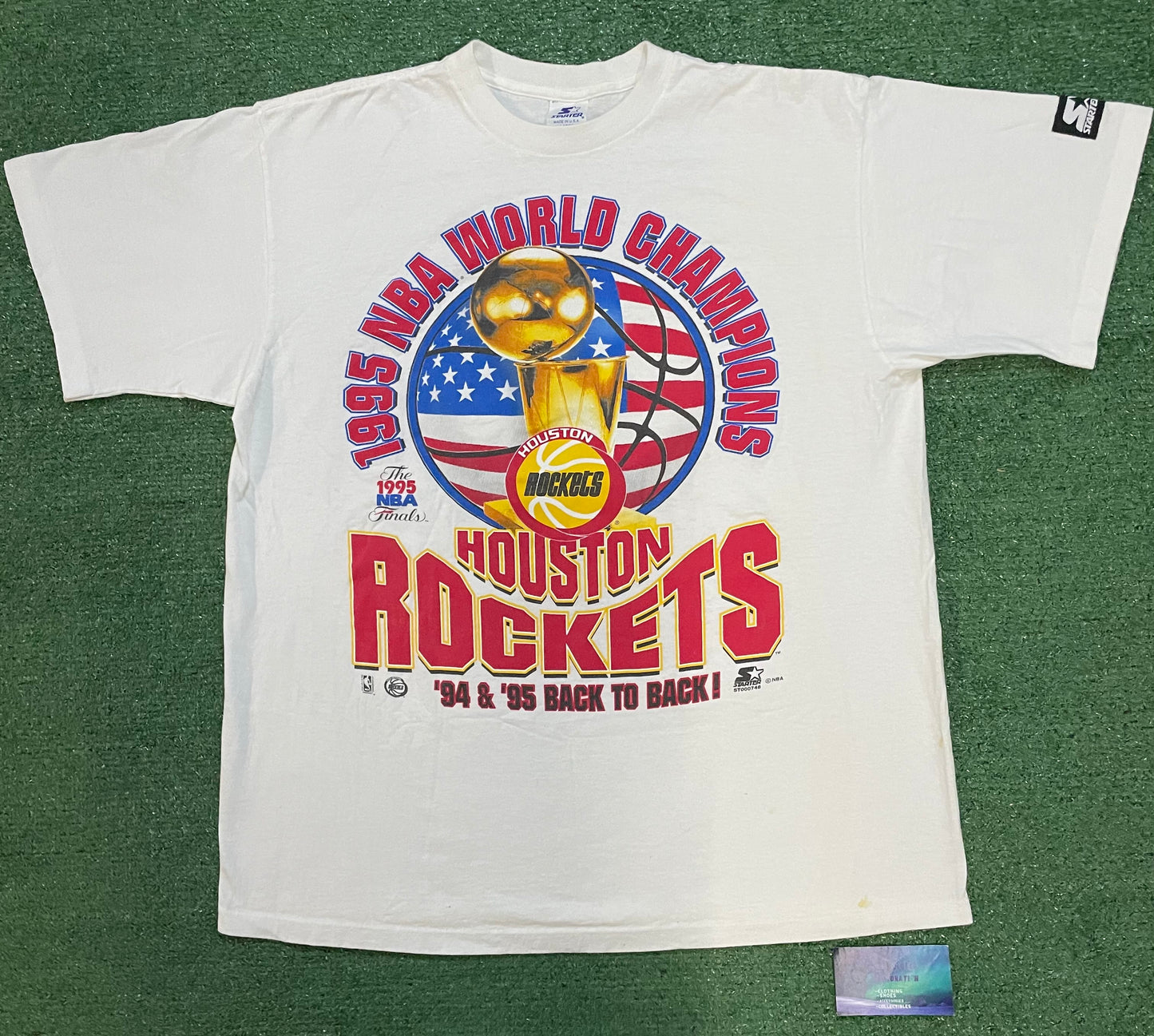 Vintage 1990s Houston Rockets NBA world champions back to back tee