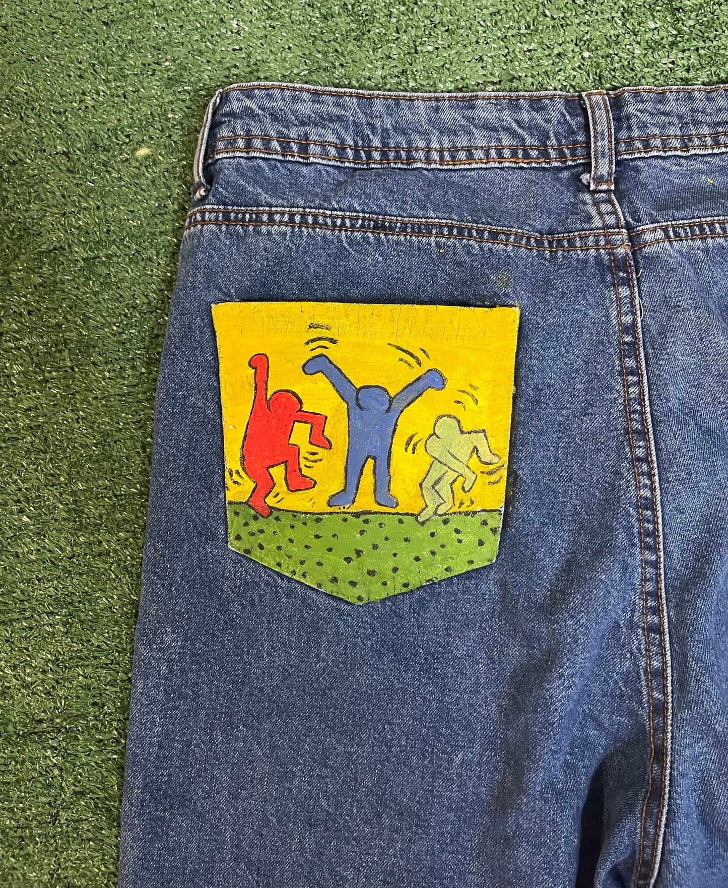 Vintage hand painted Keith Haring jeans