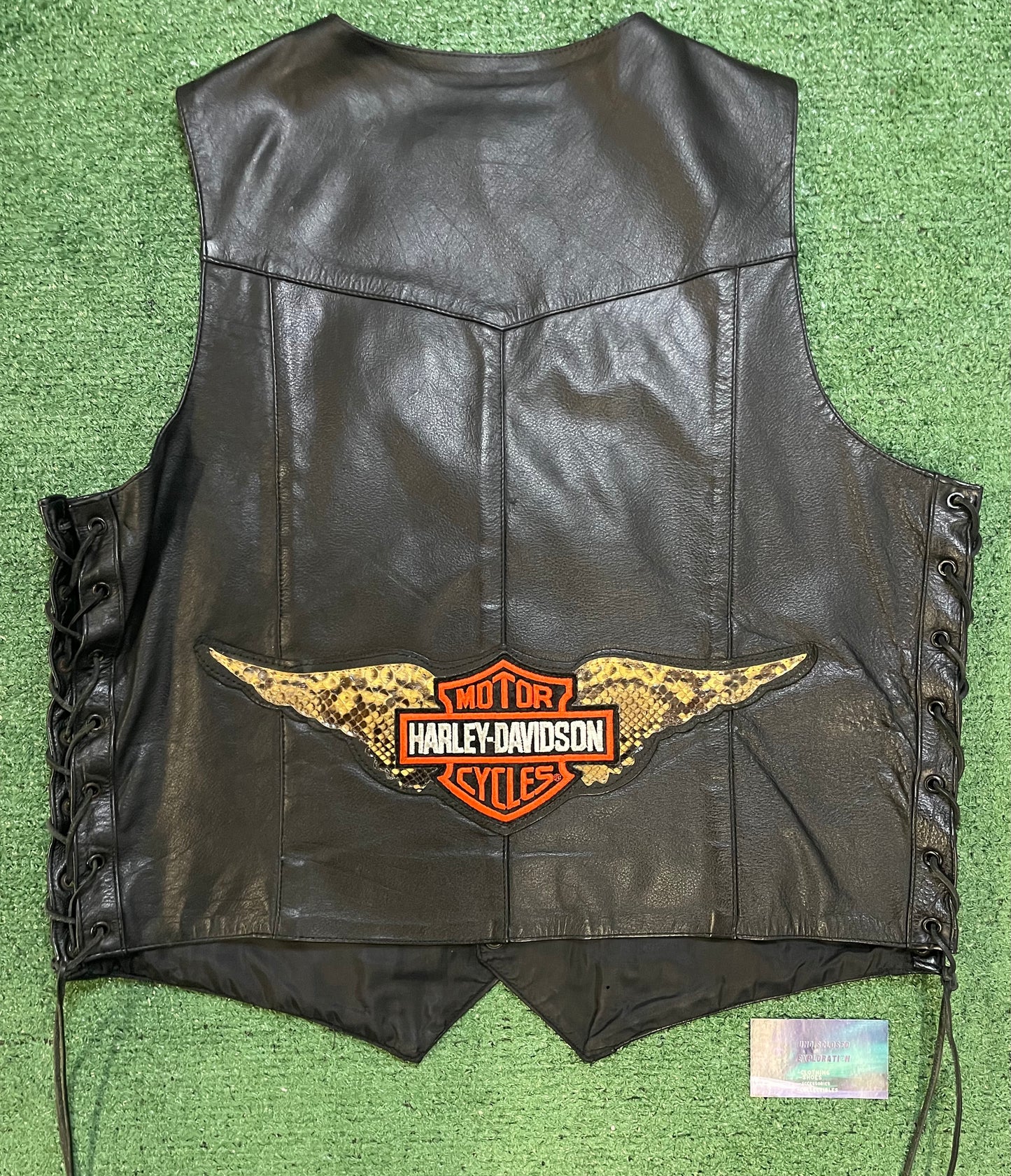 Vintage Harley Davidson leather embroidered wings vest