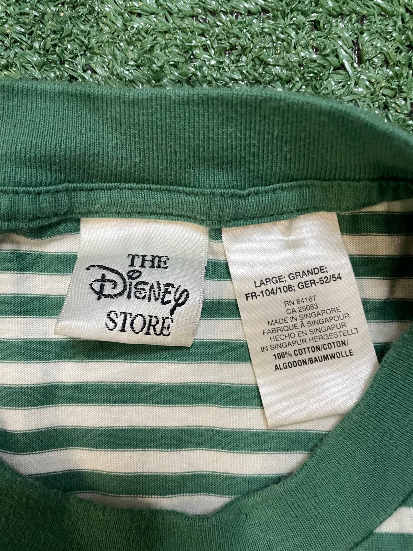 Vintage 1990s Mickey Mouse striped embroidered tee