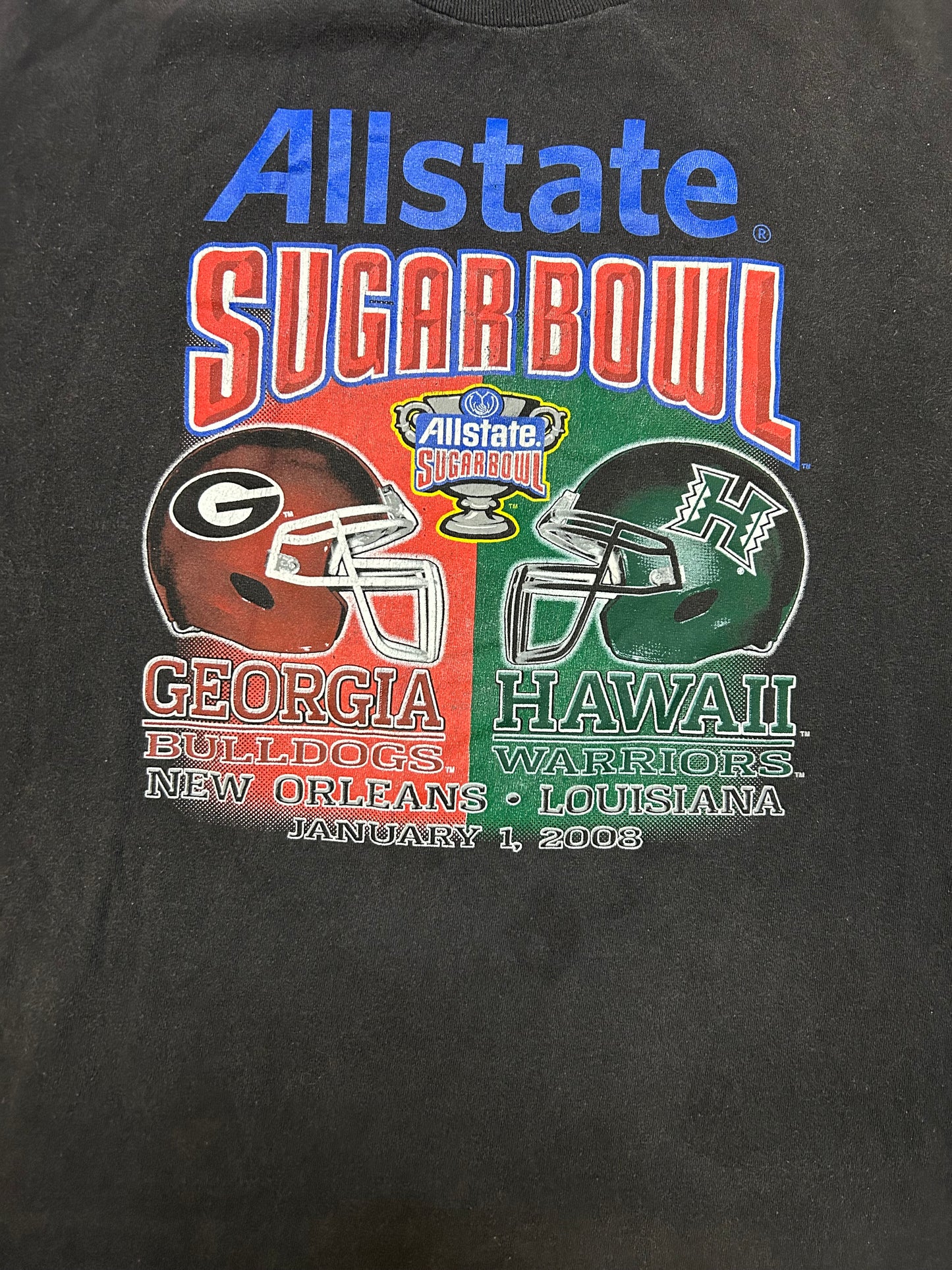 Vintage 2008 sugar bowl university of Georgia vs university of Hawaii tee