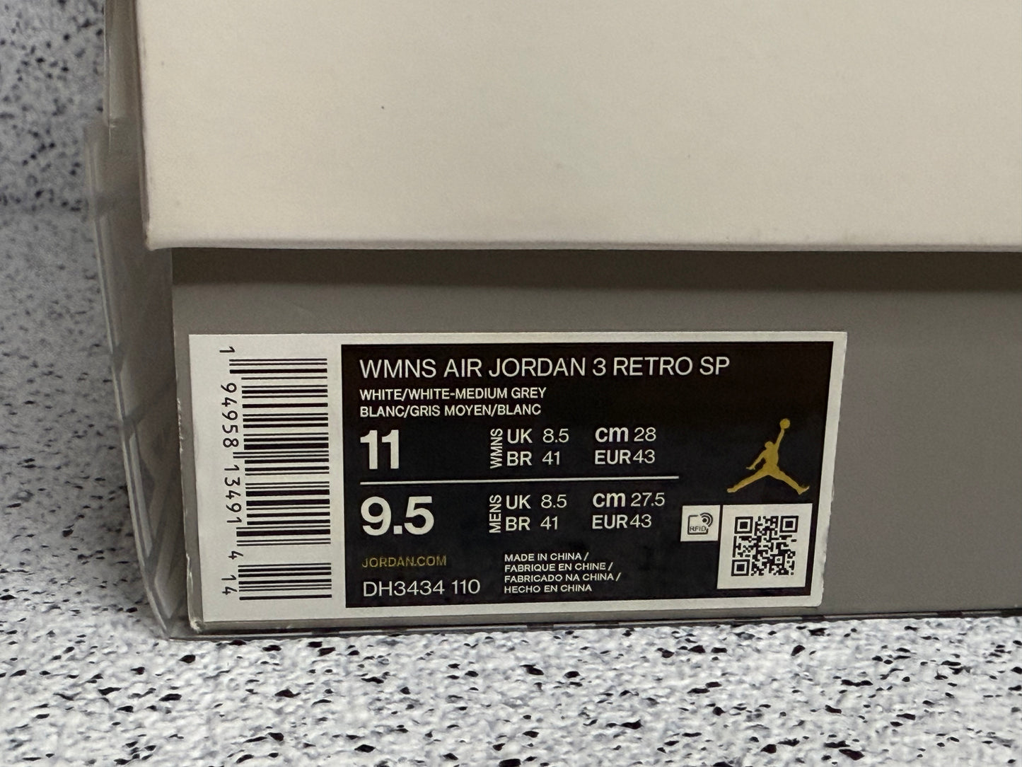 Jordan 3 A Ma Maniere 9.5 Men/11 Women “Preowned”