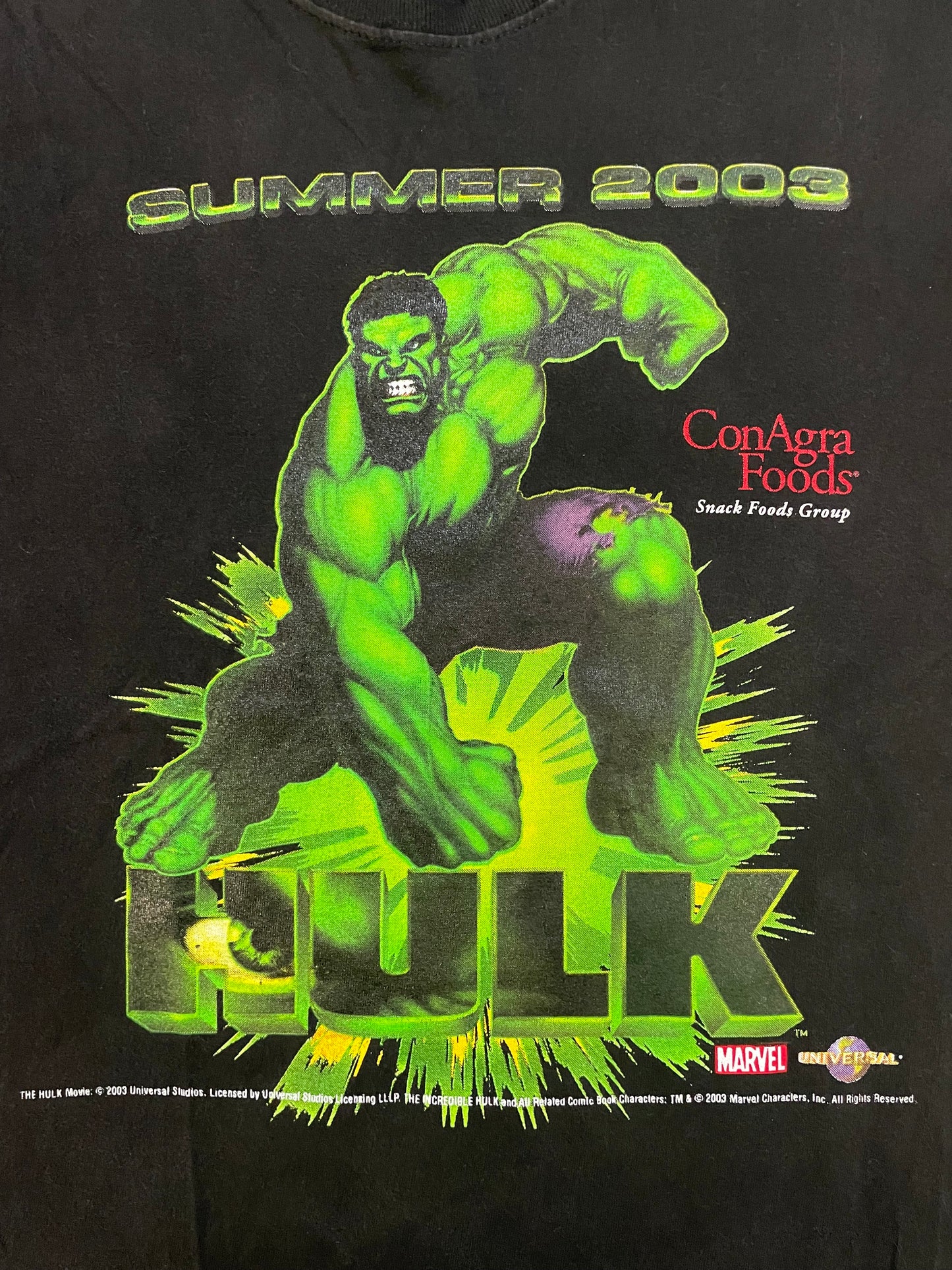 Vintage 2000s Hulk marvel universal studios movie promo tee