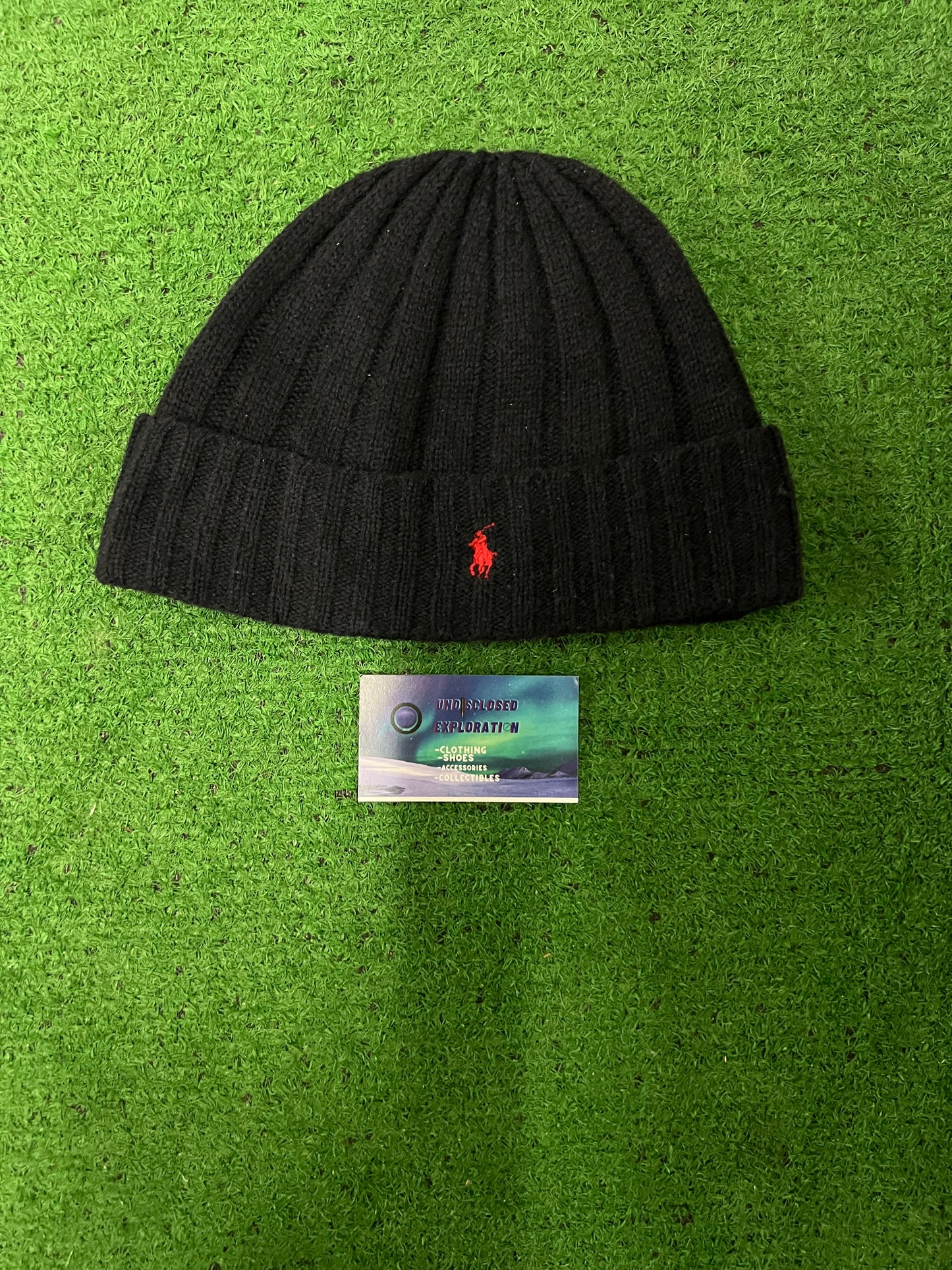 Ralph Lauren classic navy and red cuffed beanie