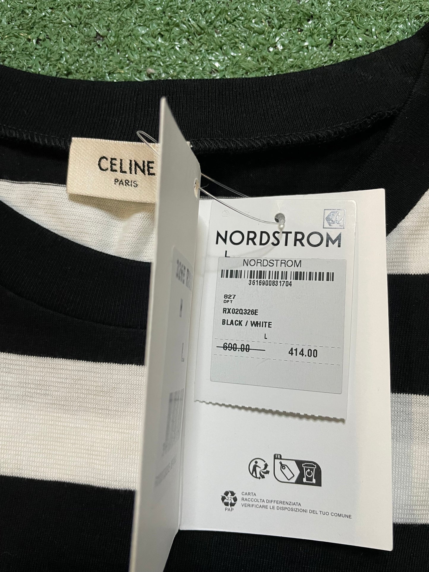 Celine embroidered cropped striped tee