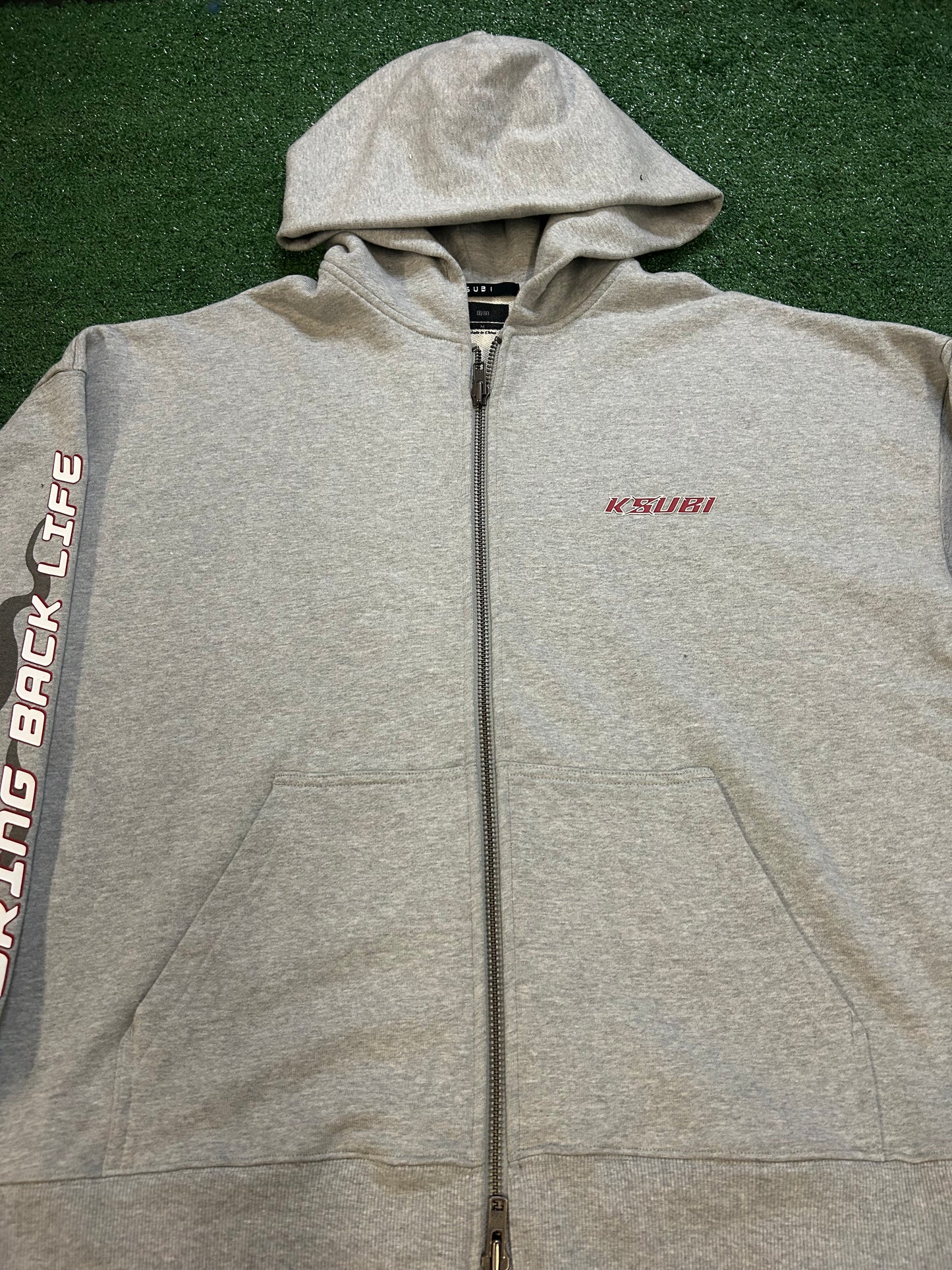 Ksubi grey zipup flame hoodie
