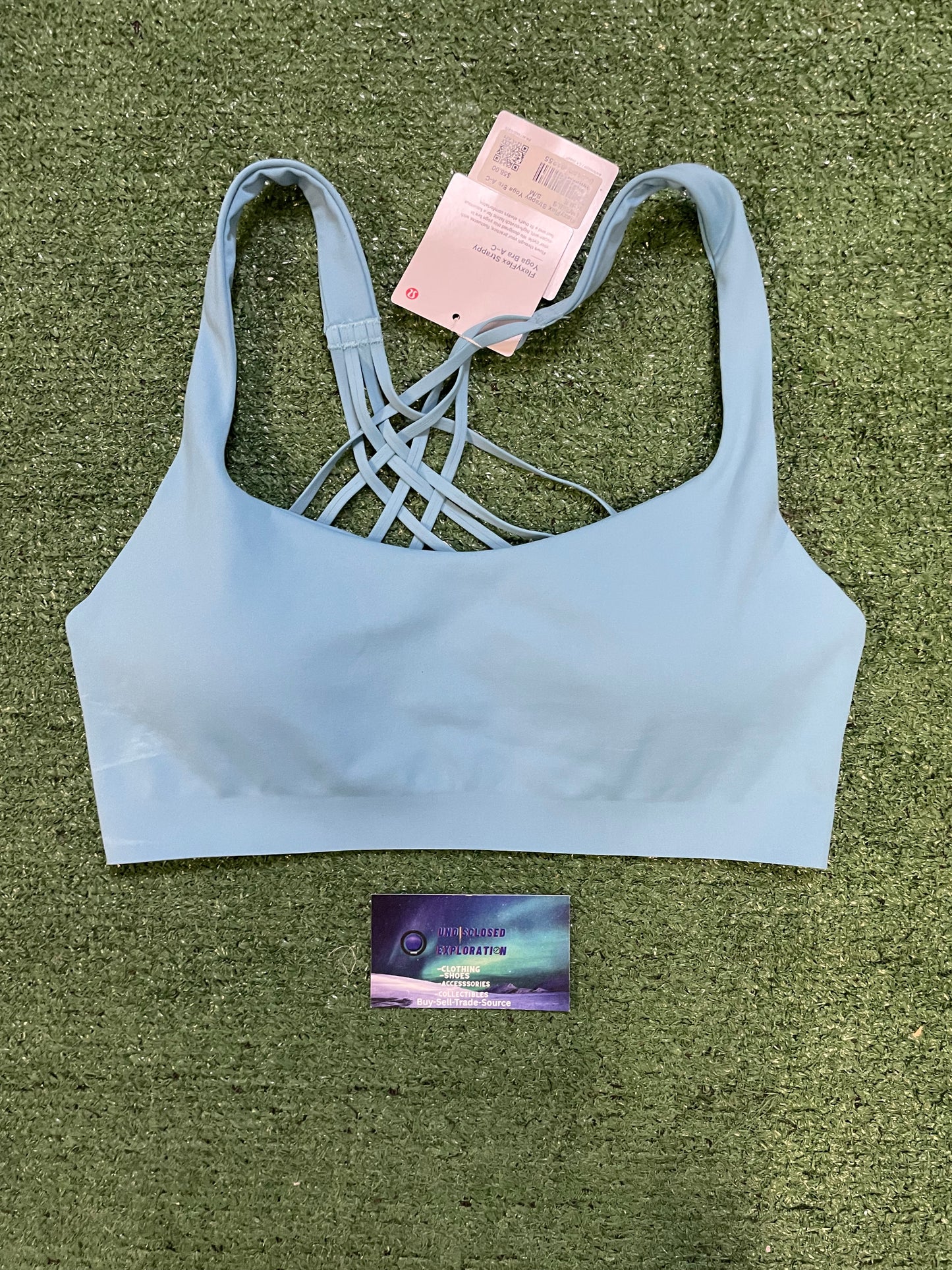 Lululemon FlexyFlex strappy yoga bra light blue