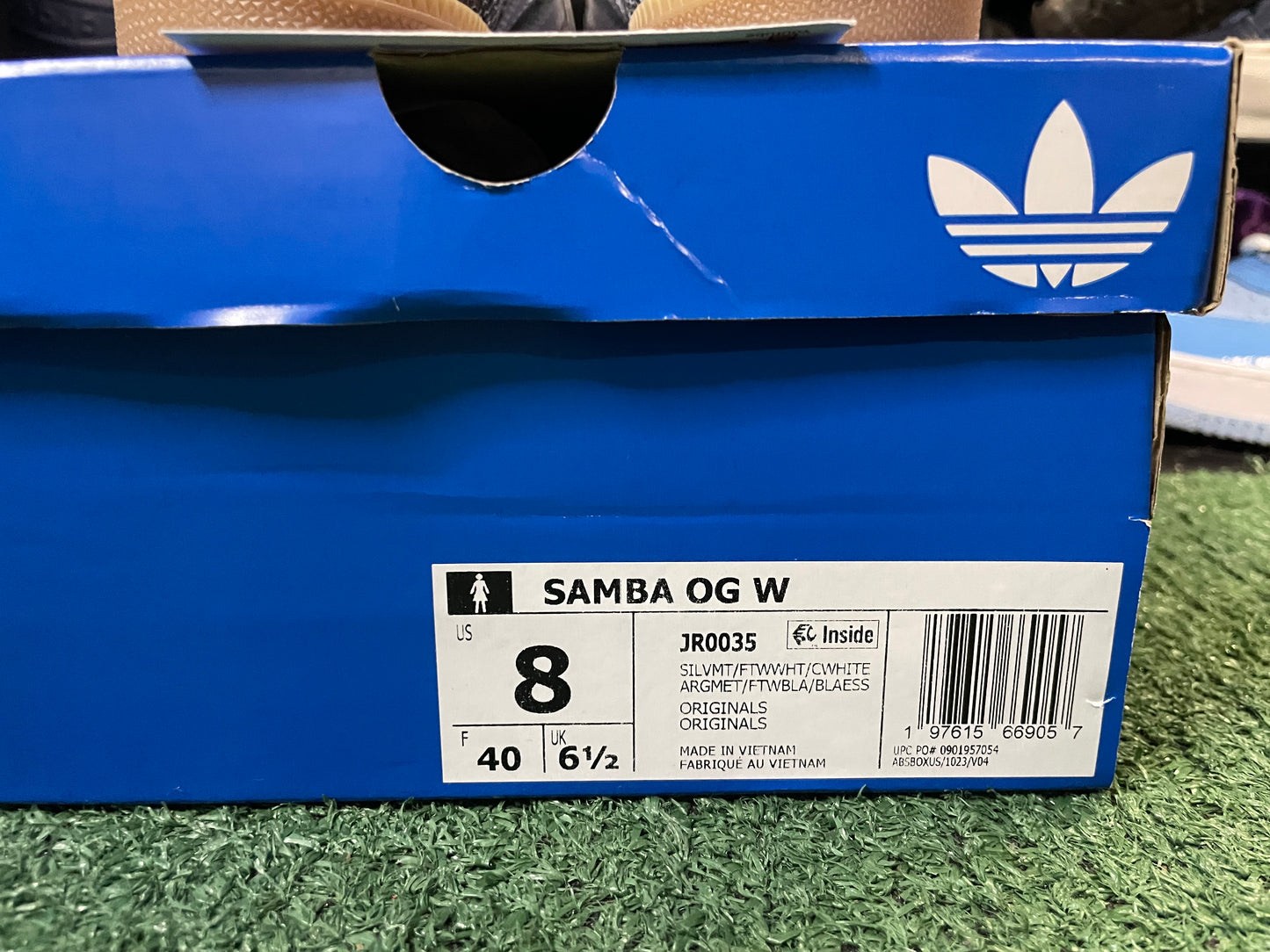 Adidas samba silver metallic cracked leather