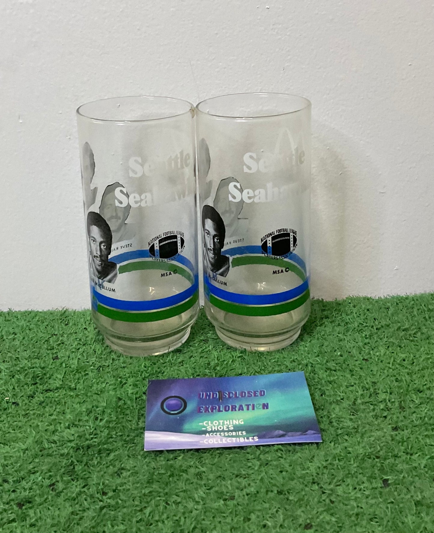 Vintage Seattle Seahawks 1970s Jim Zorn Steve Raible Sam Mcullum Glass Cup Set