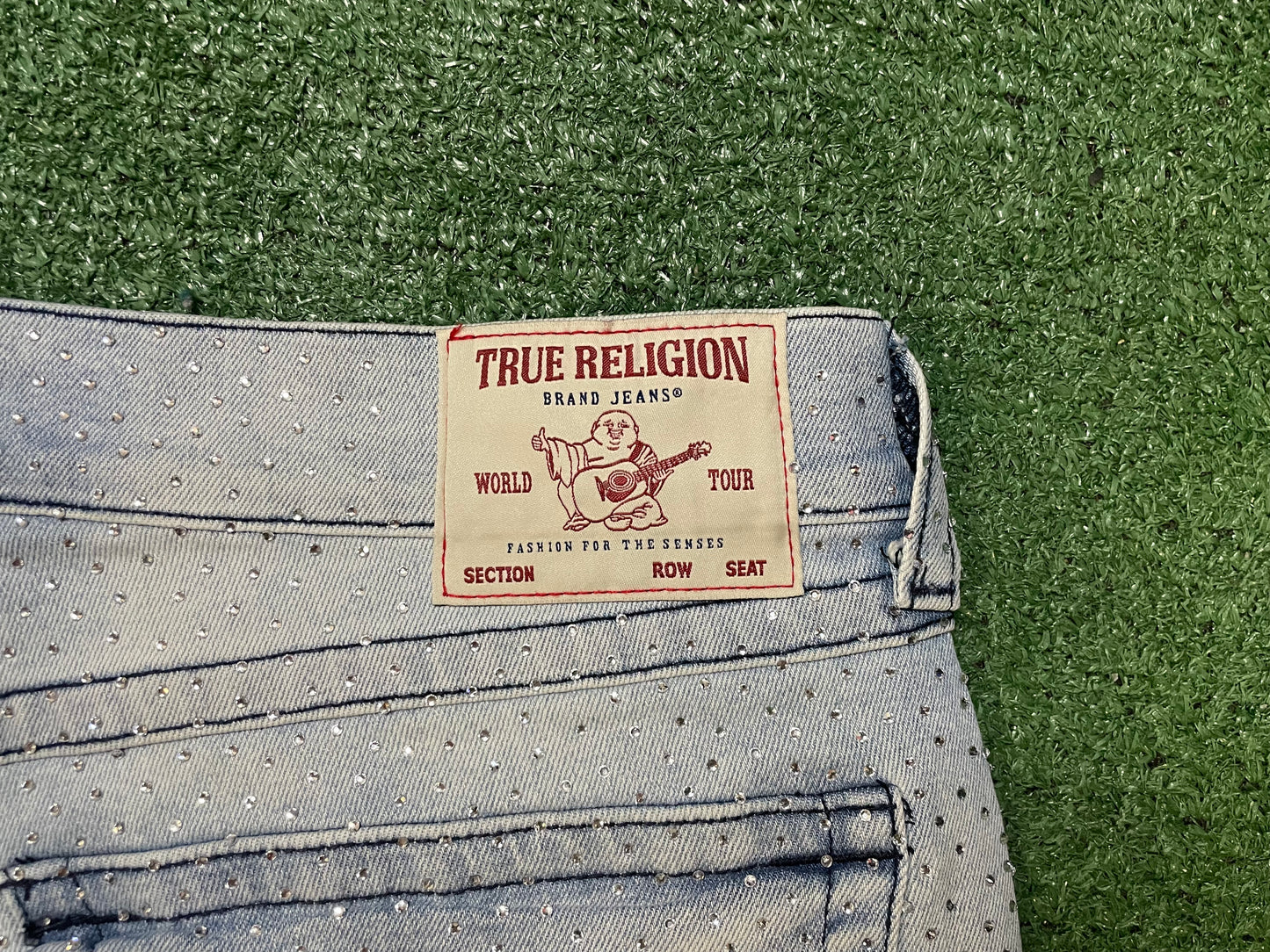 True Religion Crystal Flap Baggy jeans shorts