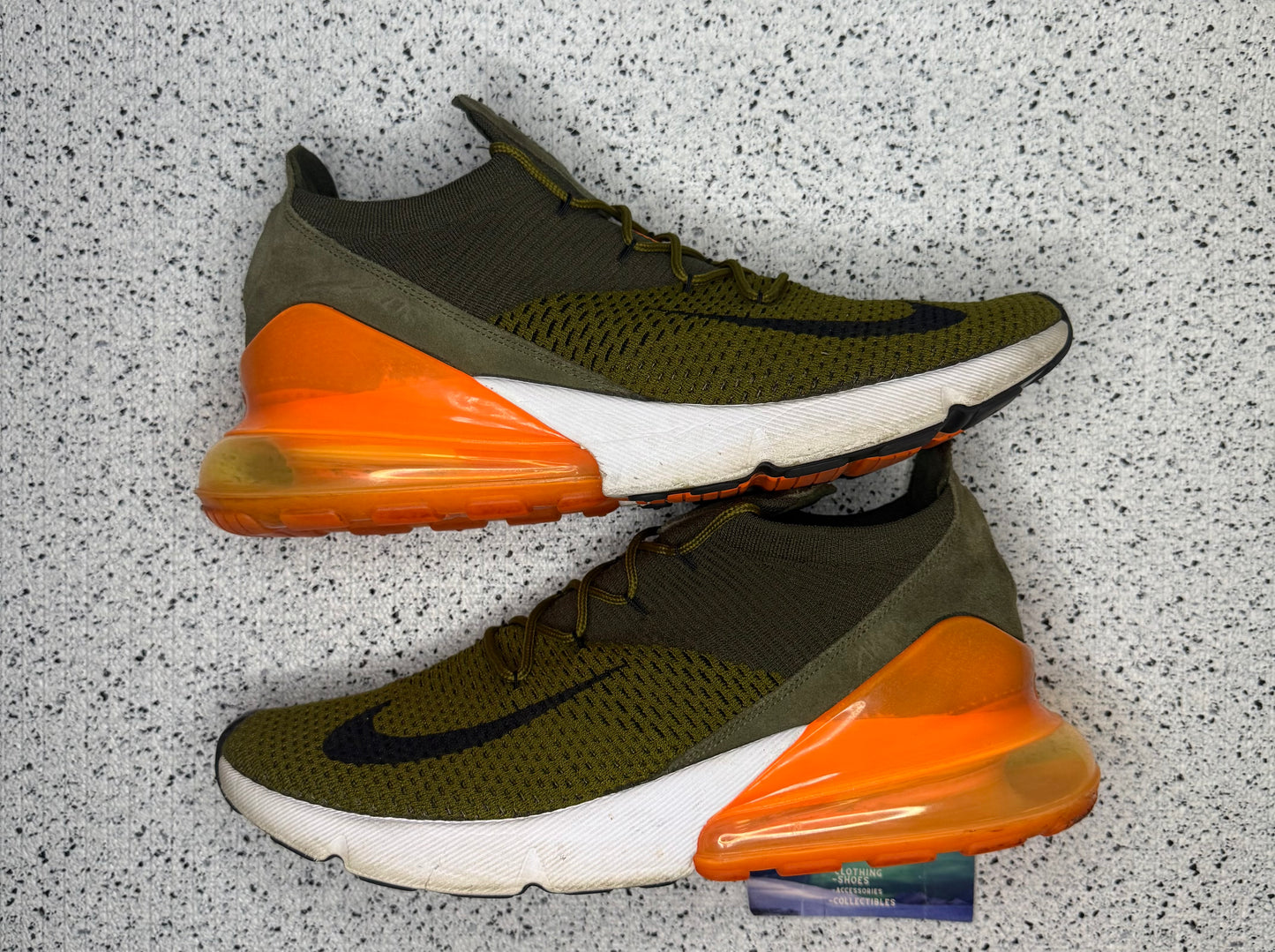 Air Max 270 Flyknit Olive Flake 11 Men/12.5 Women “Preowned”