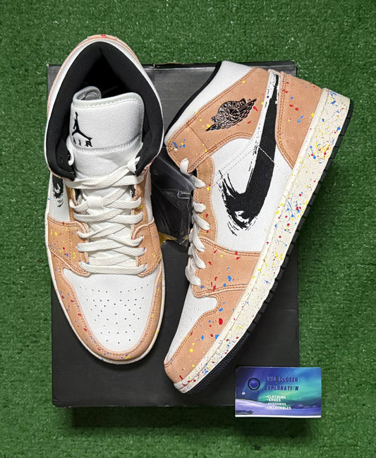 Jordan 1 Mid Brush Stroke Paint Splatter