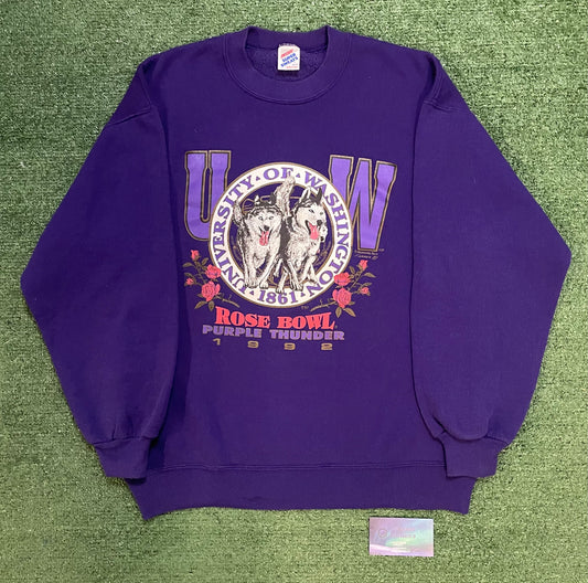 Vintage 1992 UW university of Washington Rose Bowl purple thunder Crewneck
