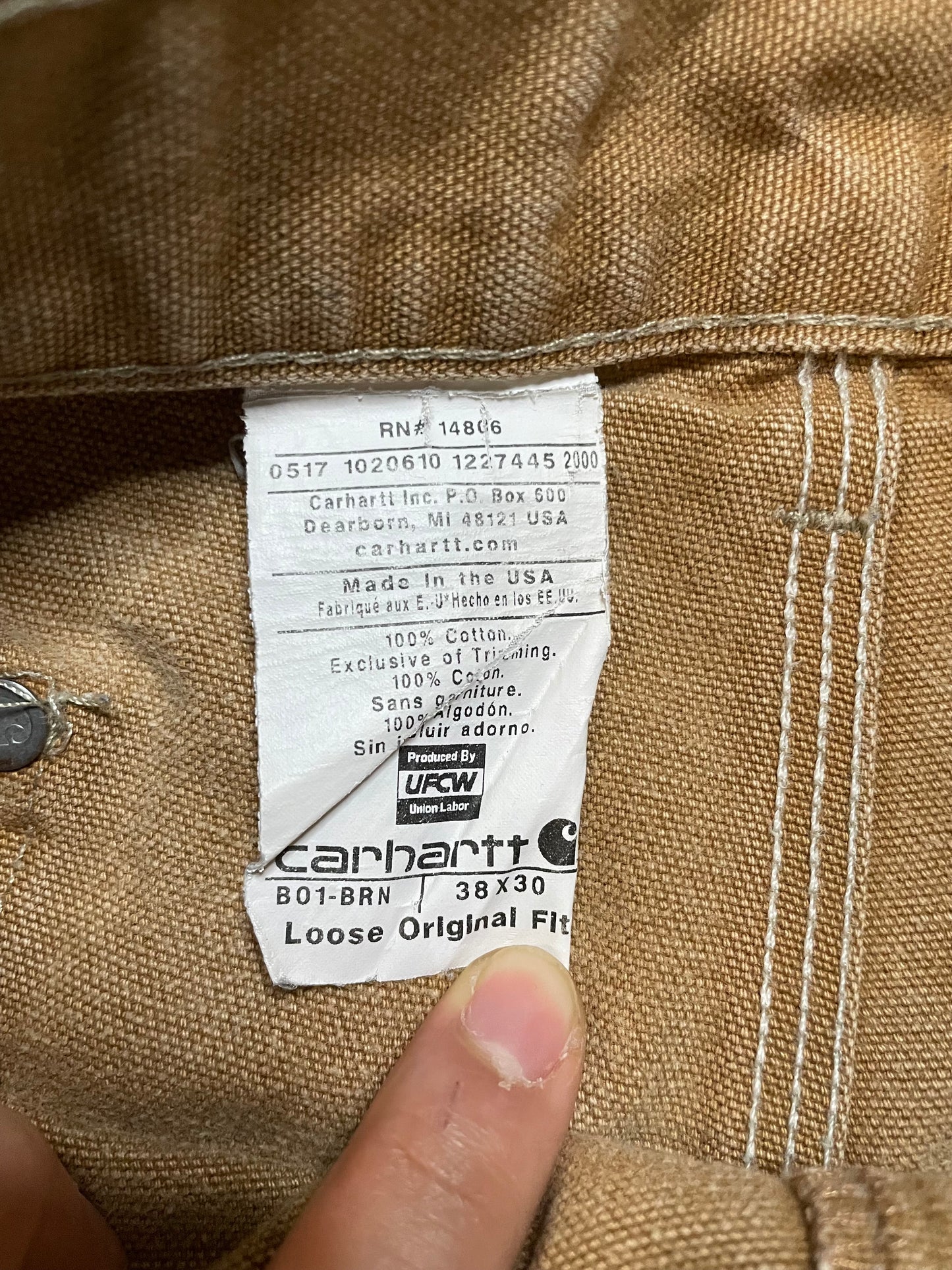 Carhartt beige distressed double knee pants