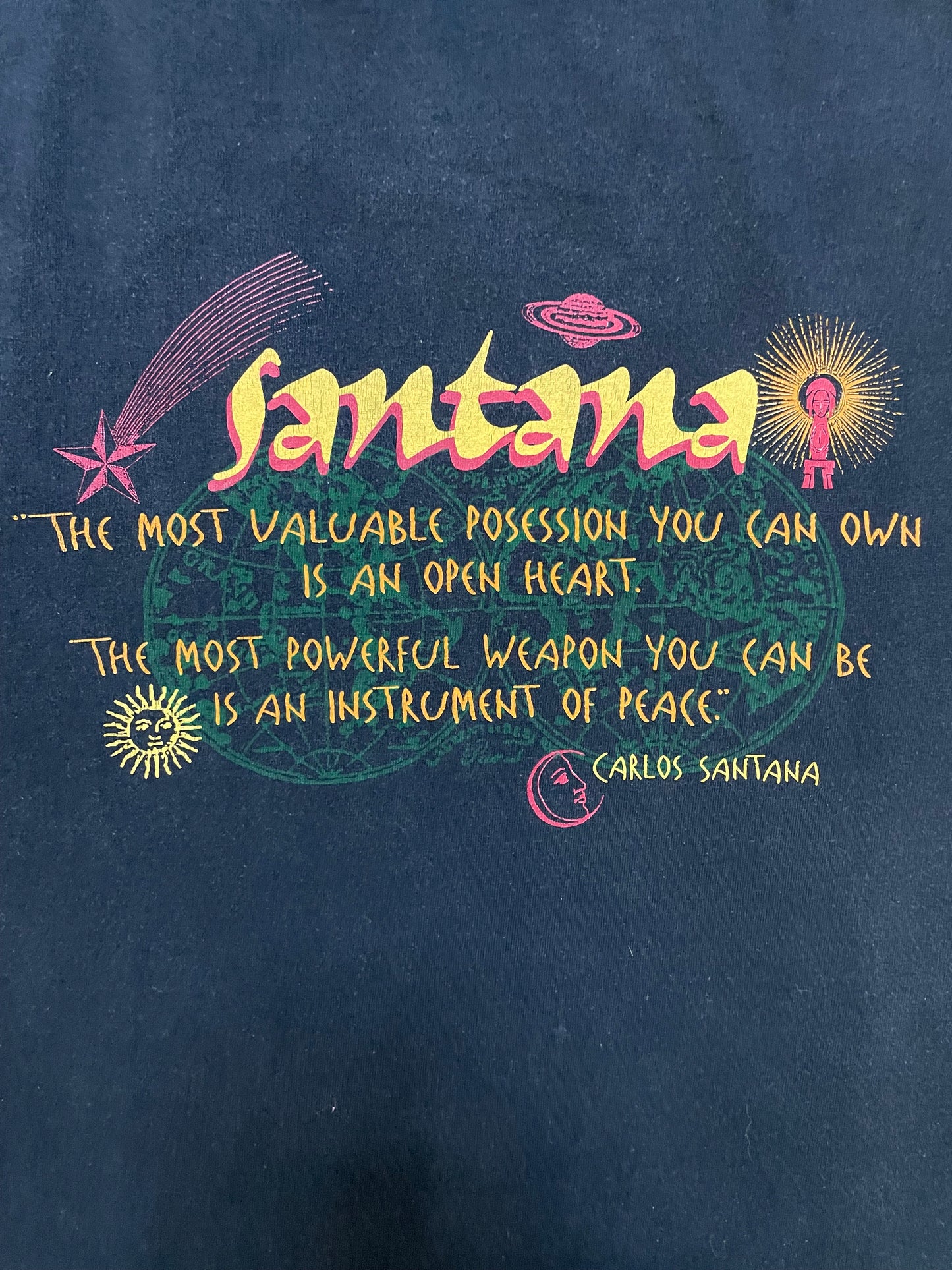 Vintage 1990s Carlos Santana heaven smiles double sided tee