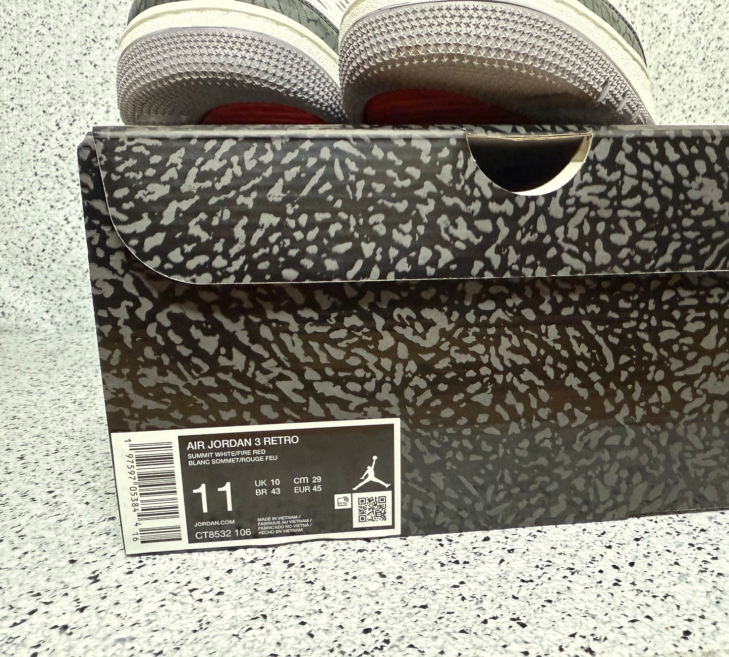 Jordan 3 Cement Grey 11 Men/12.5 Women “Preowned”