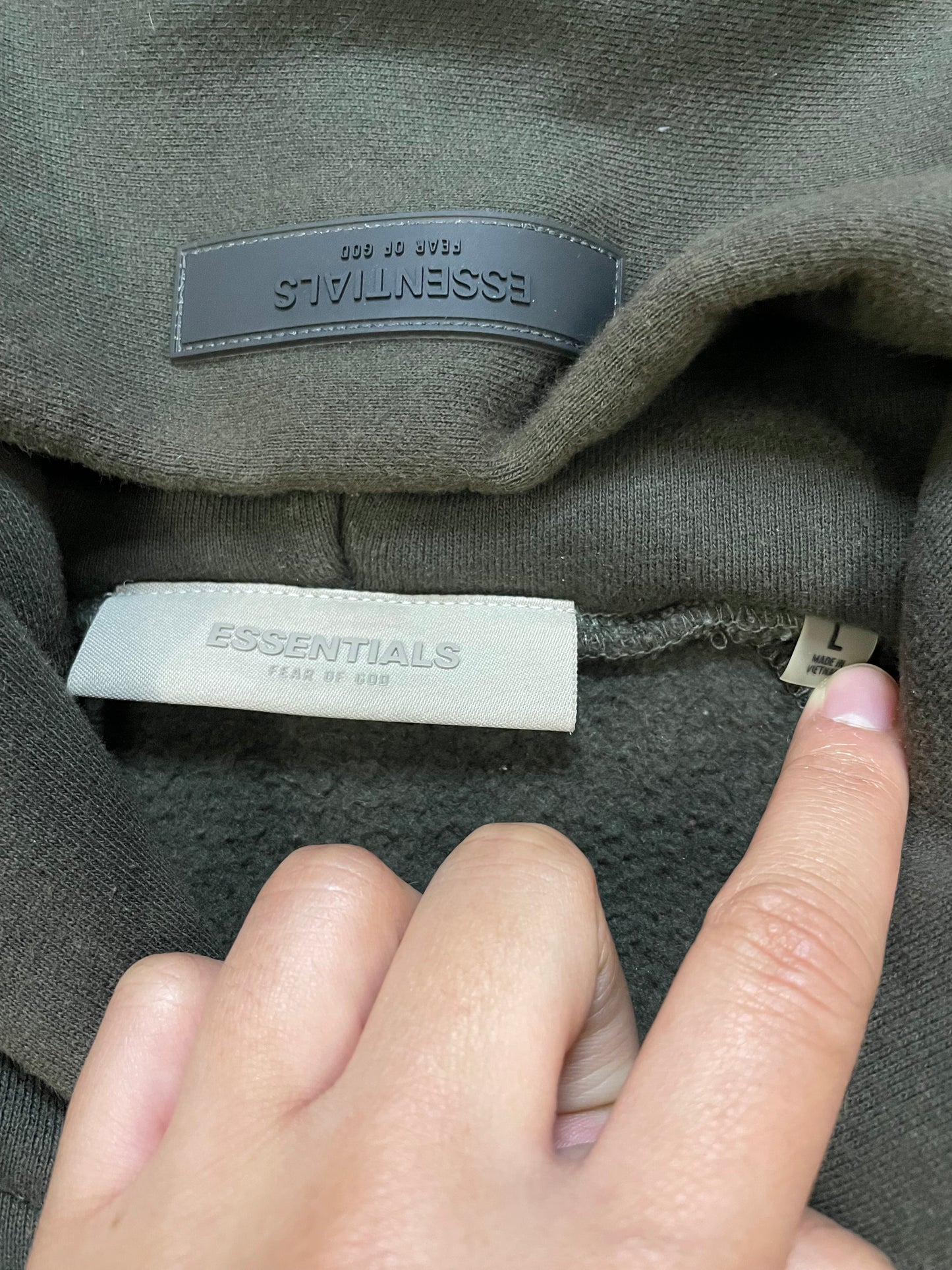 Fear Of God Essentials brown hoodie