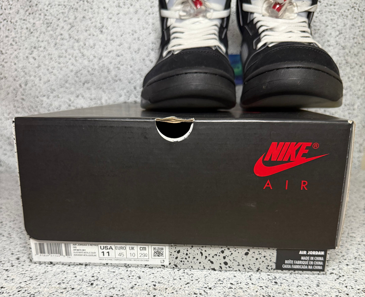 Jordan 5 Black Metallic Reimagined 11 Men/12.5 Women “Preowned”