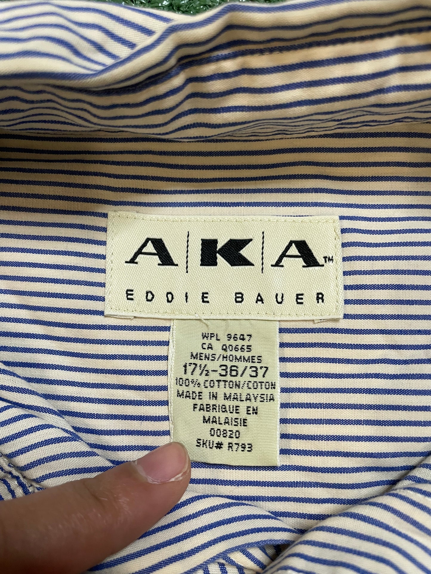 Eddie Bauer AKA white blue button up