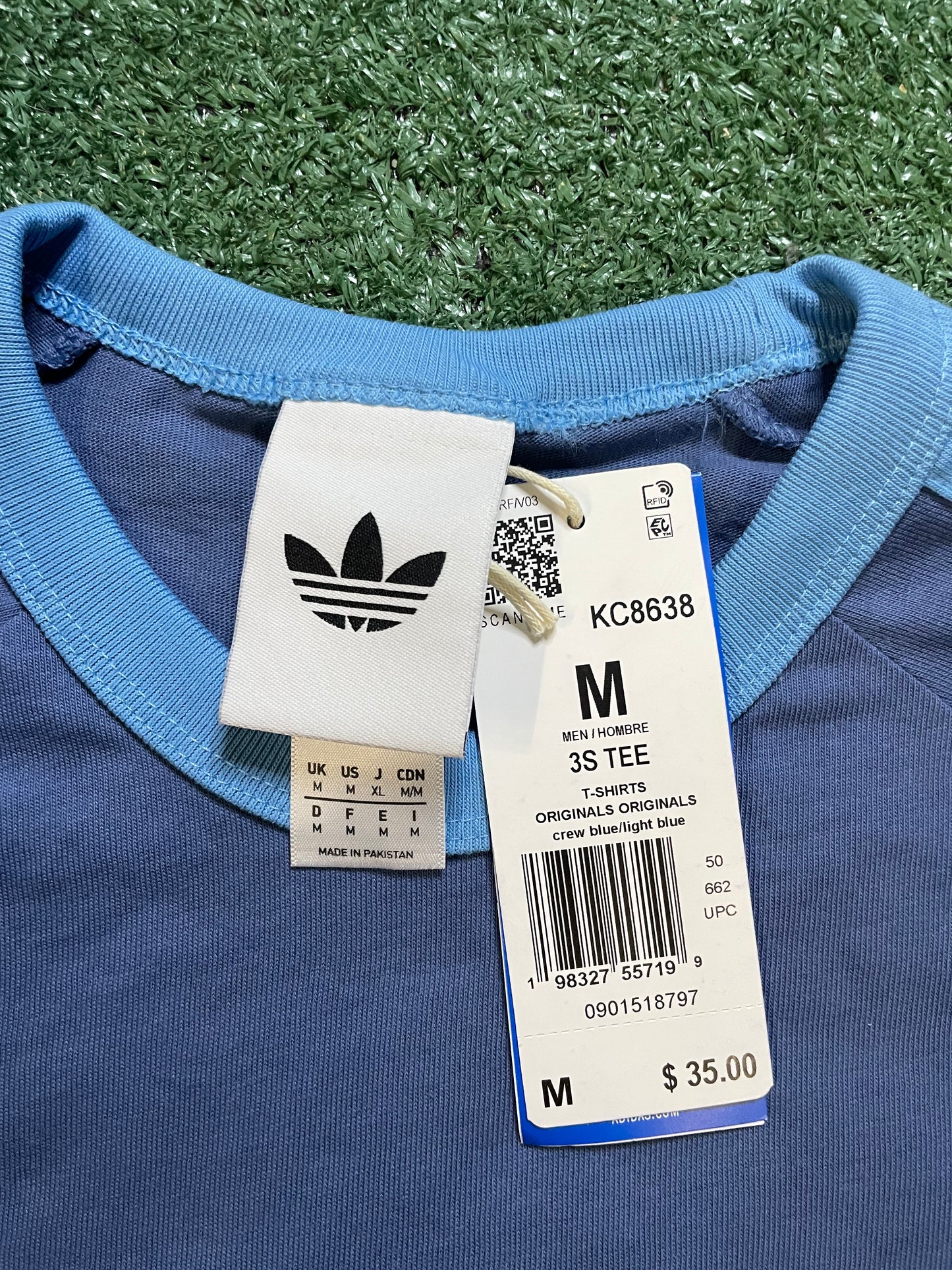 Adidas Originals blue 3 Stripes Tee
