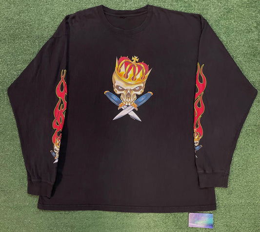 Vintage 2000s Flames and skulls Laughlin spring run longsleeve