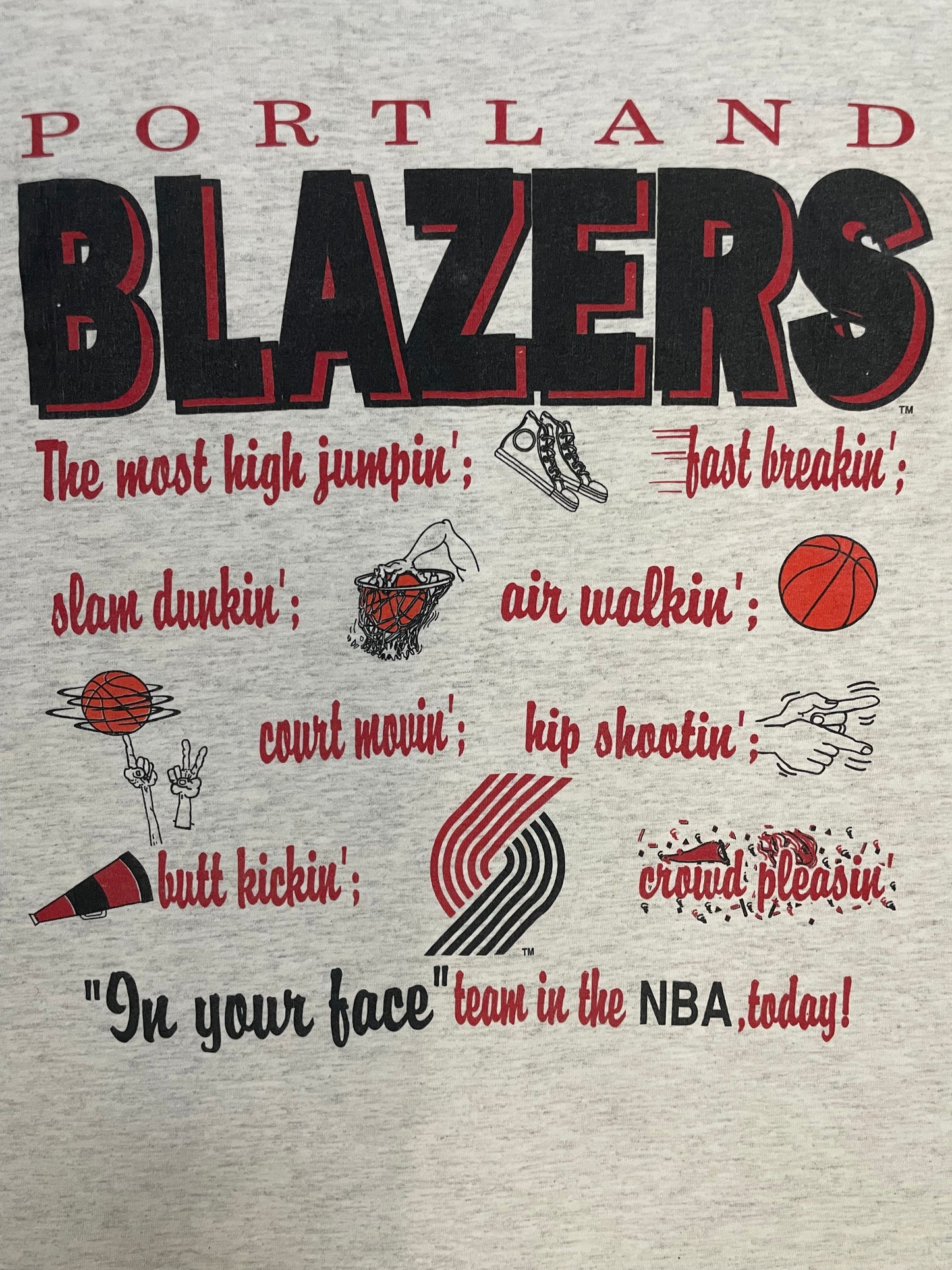 Vintage 1990s Portland Trail Blazers NBA carton tee