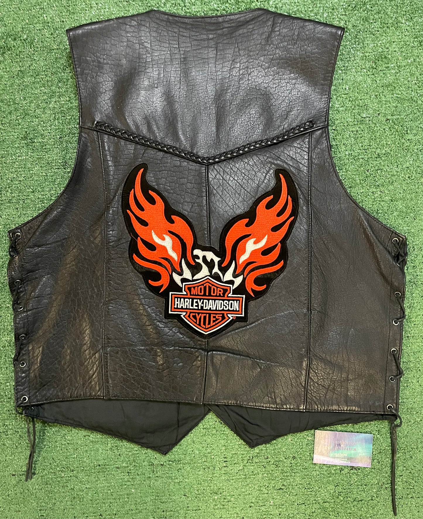 Vintage Harley Davidson leather eagle embroidered vest