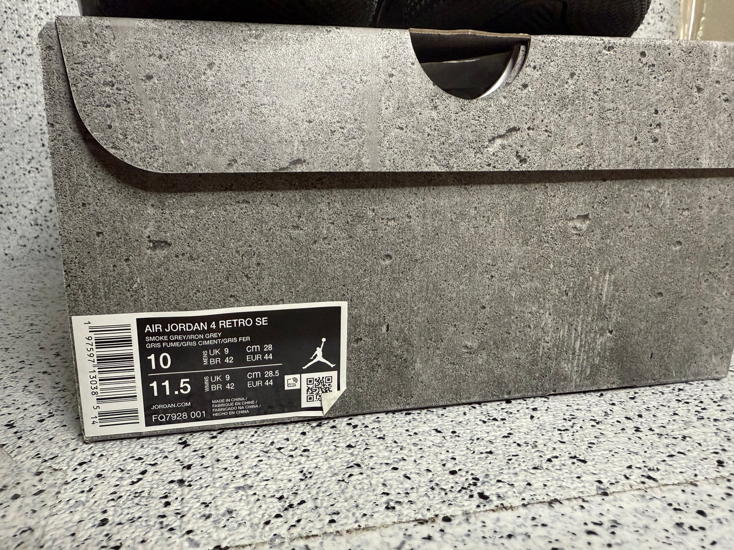 Jordan 4 Wet Cement 10 Men/11.5 Women “Preowned”