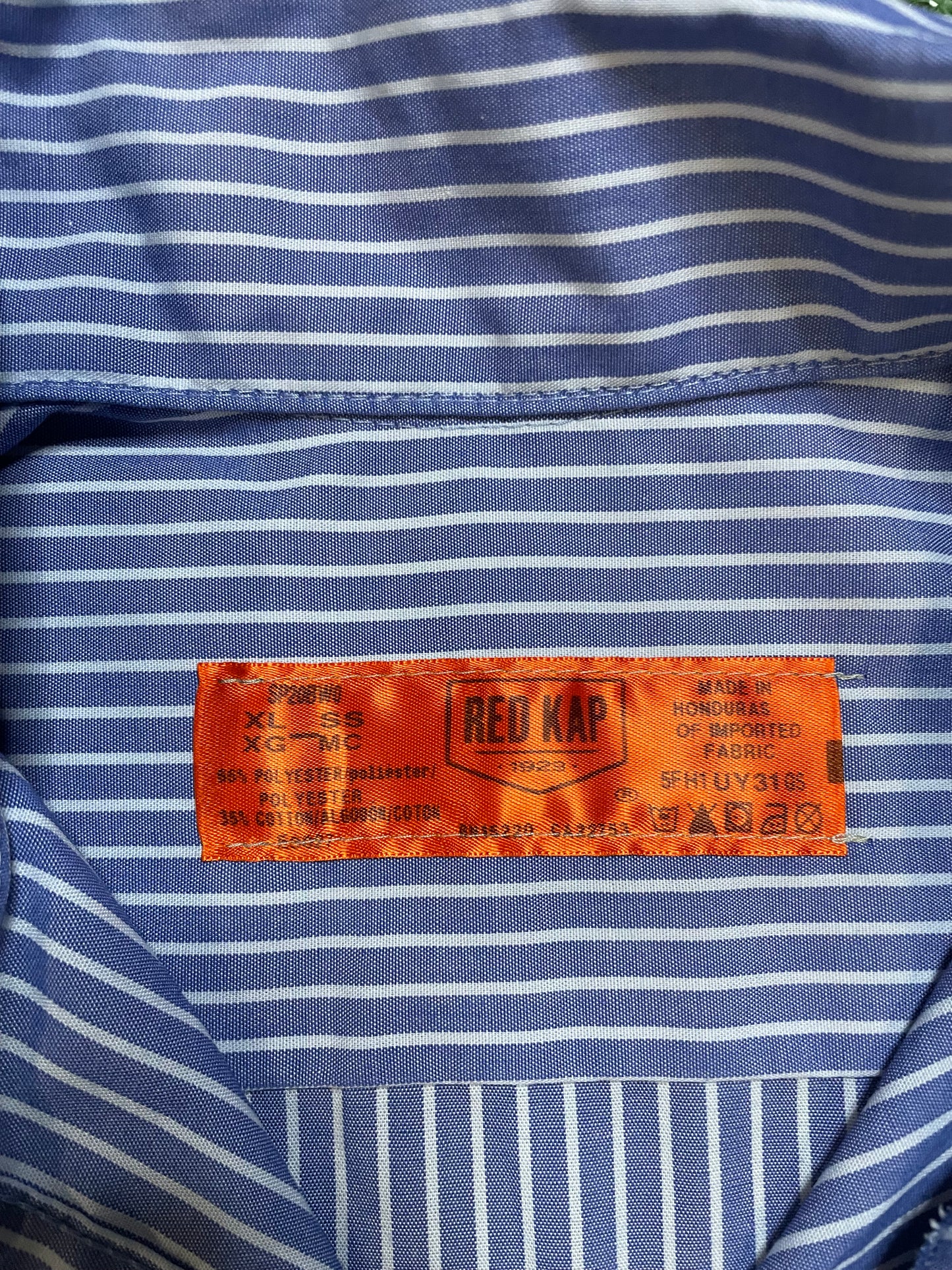 Red Kap blue and white button up shirt