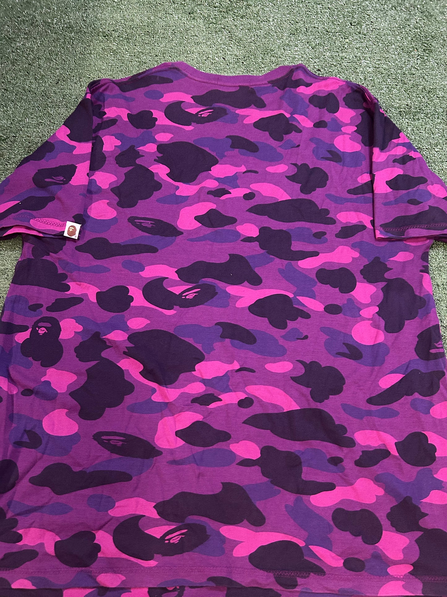 Bape purple camo logo tee
