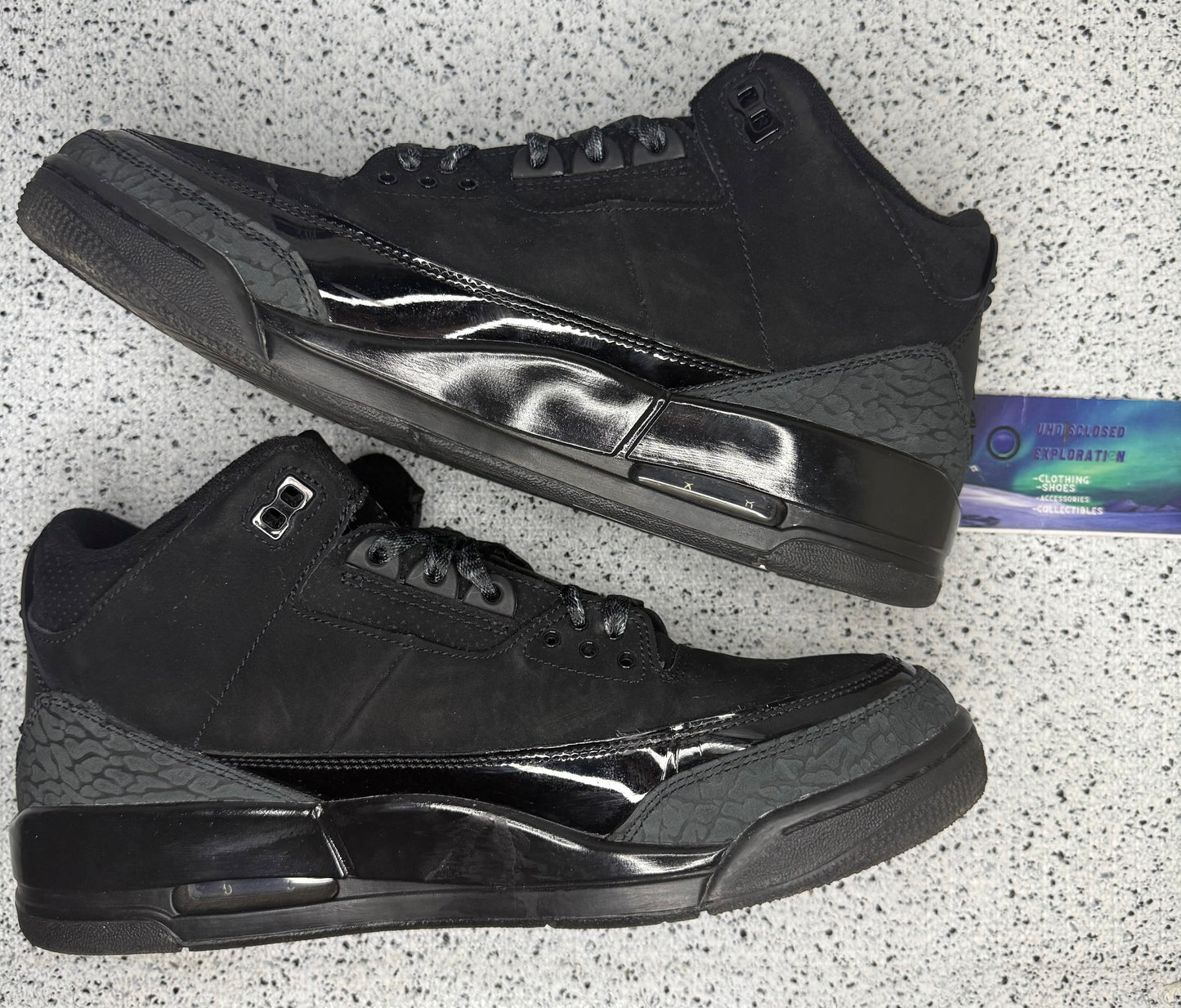 Jordan 3 Black Cat 10.5 Men/12 Women “Preowned”