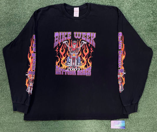Vintage 2000s Flames Bike Week Daytona Beach longsleeve