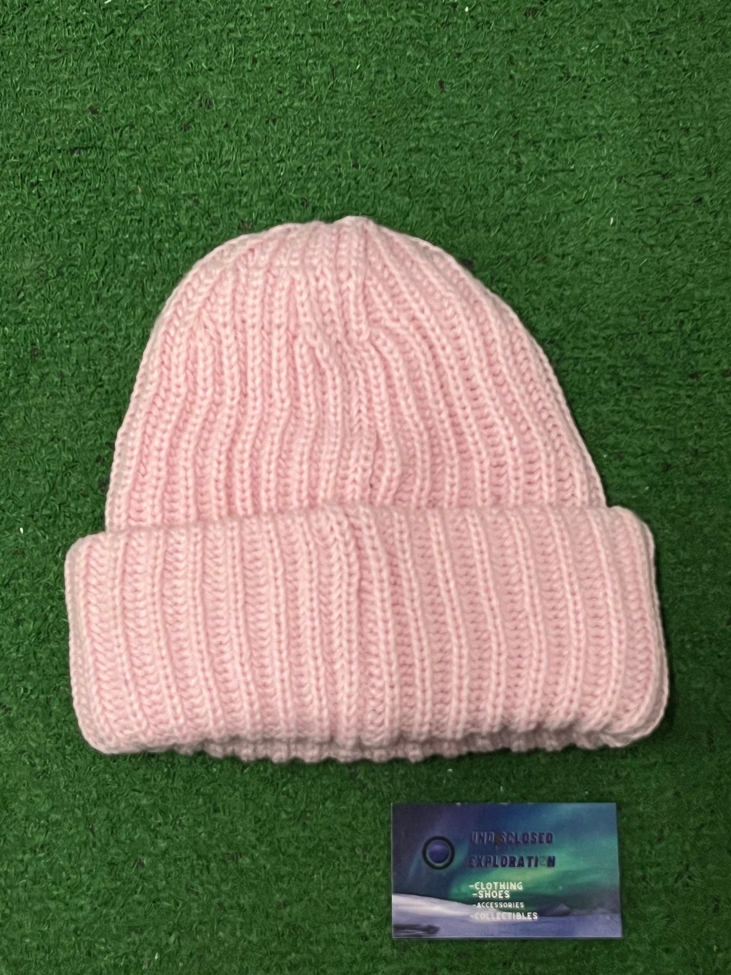 Supreme chunky classic logo light pink beanie