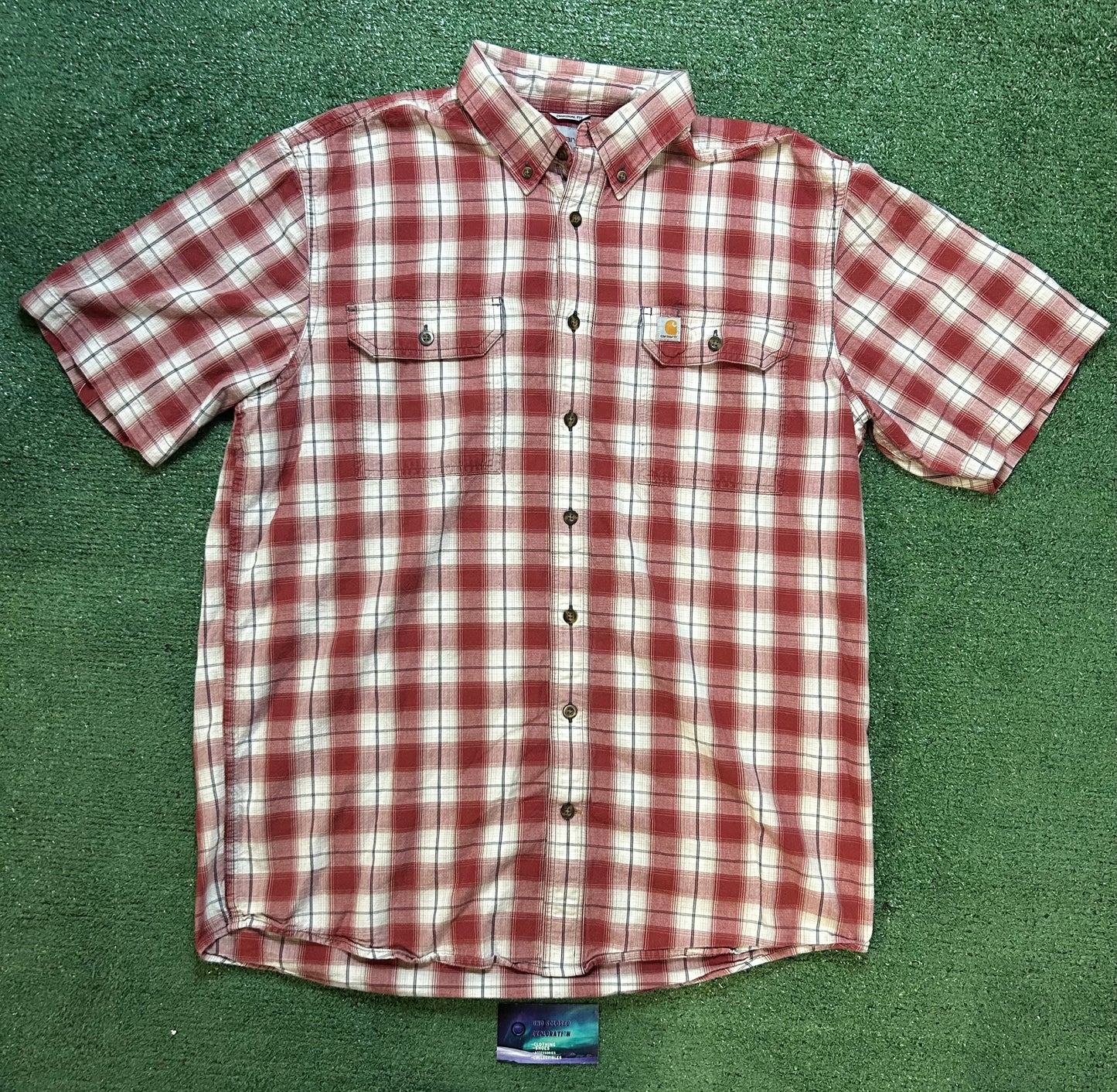 Carhartt red plaid button up short sleeve