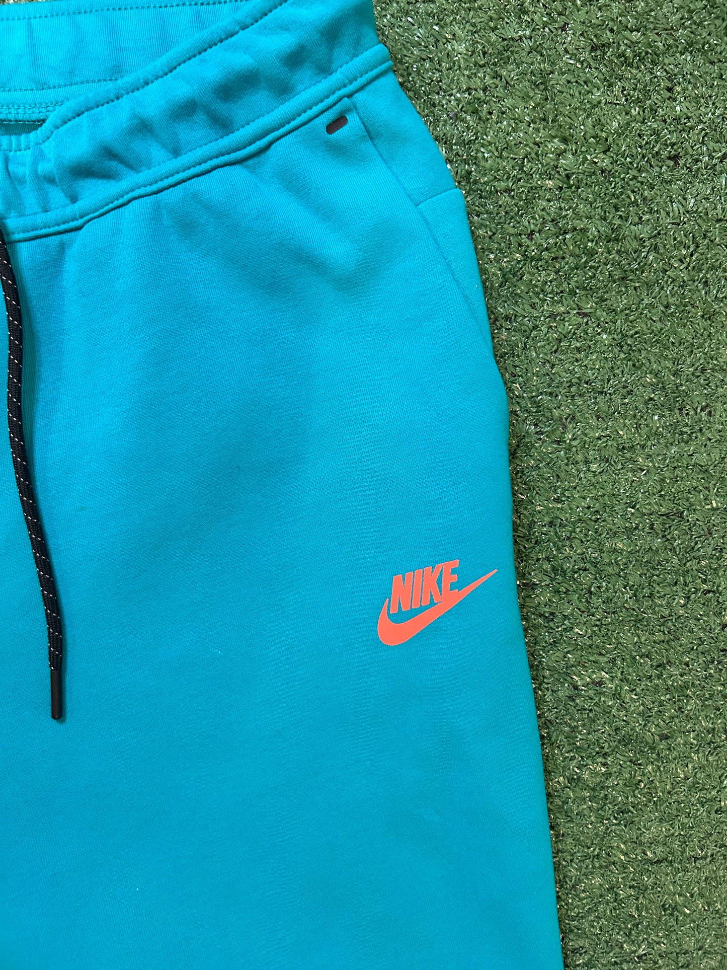 Nike tech fleece blue and orange shorts
