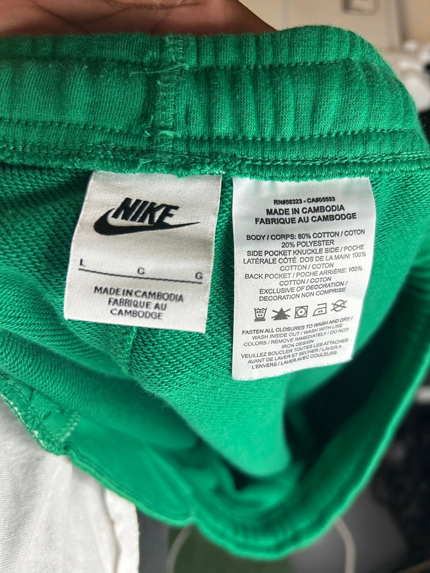 Nike green French terry shorts