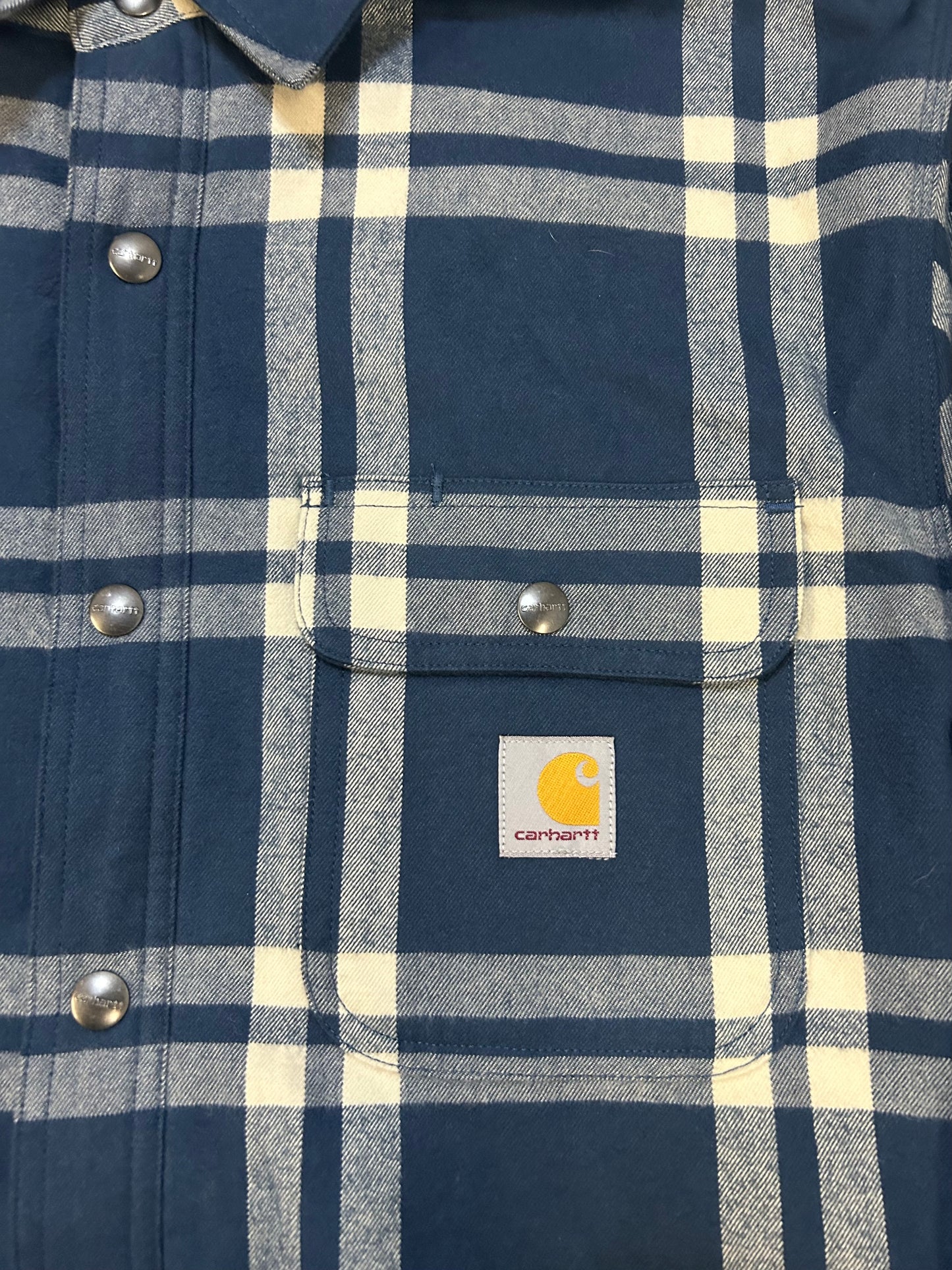 Carhartt blue and white sherpa flannel
