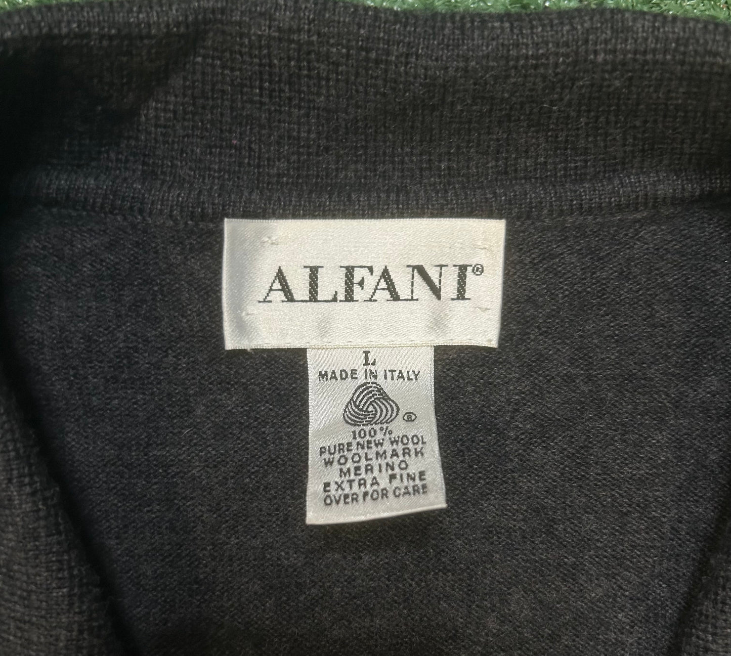 Alfani grey charcoal wool longsleeve polo