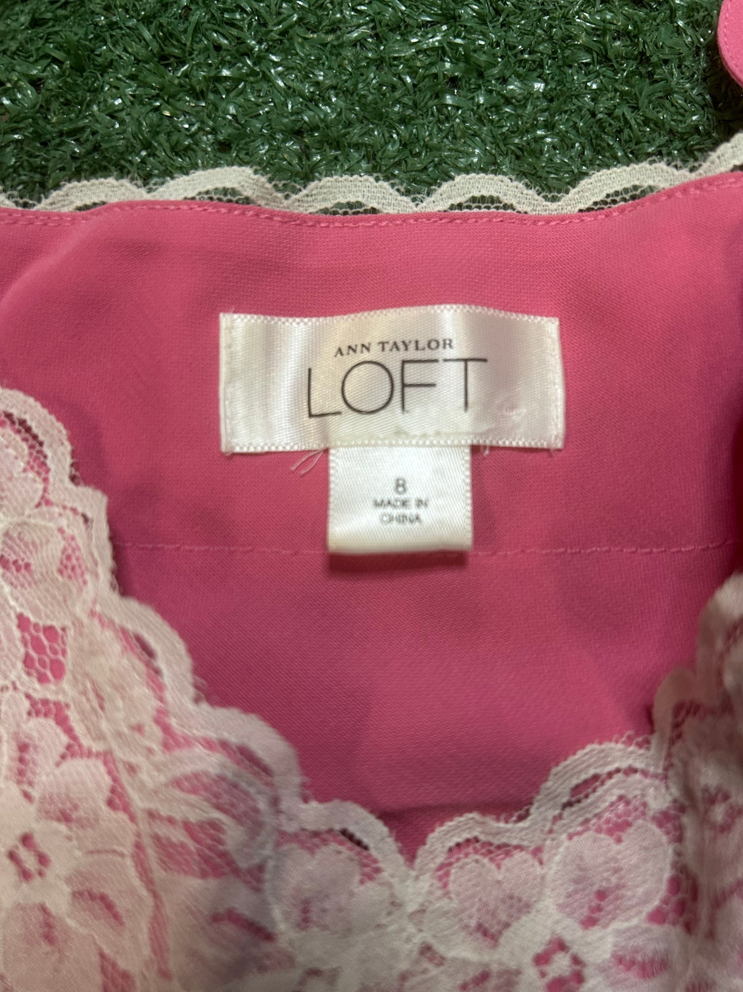Ann taylor loft pink lace camisole top