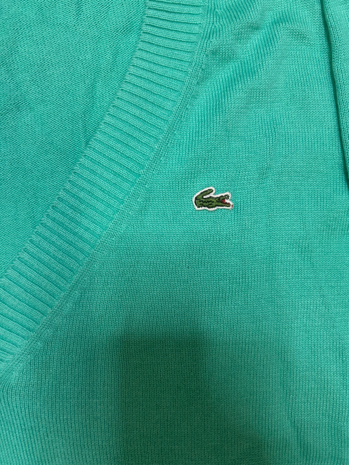 Vintage Lacoste teal V Neck sweater