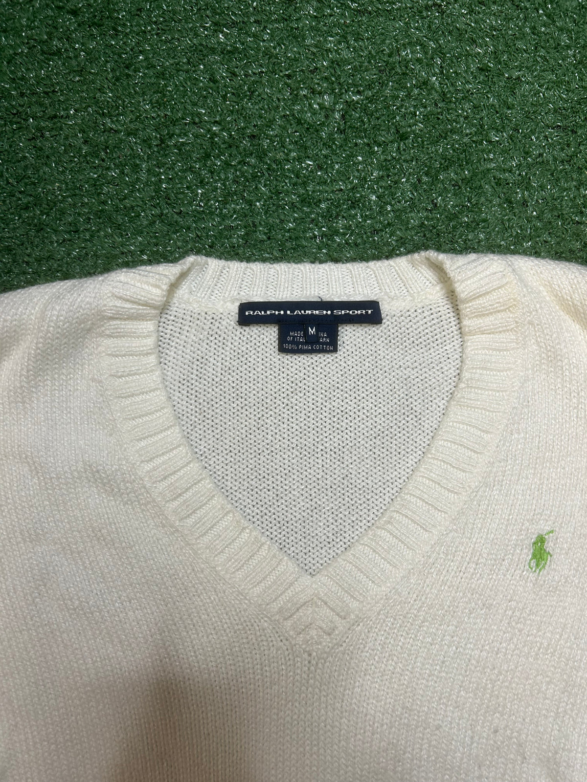 Polo Ralph Lauren V neck green embroidered pony logo crewneck