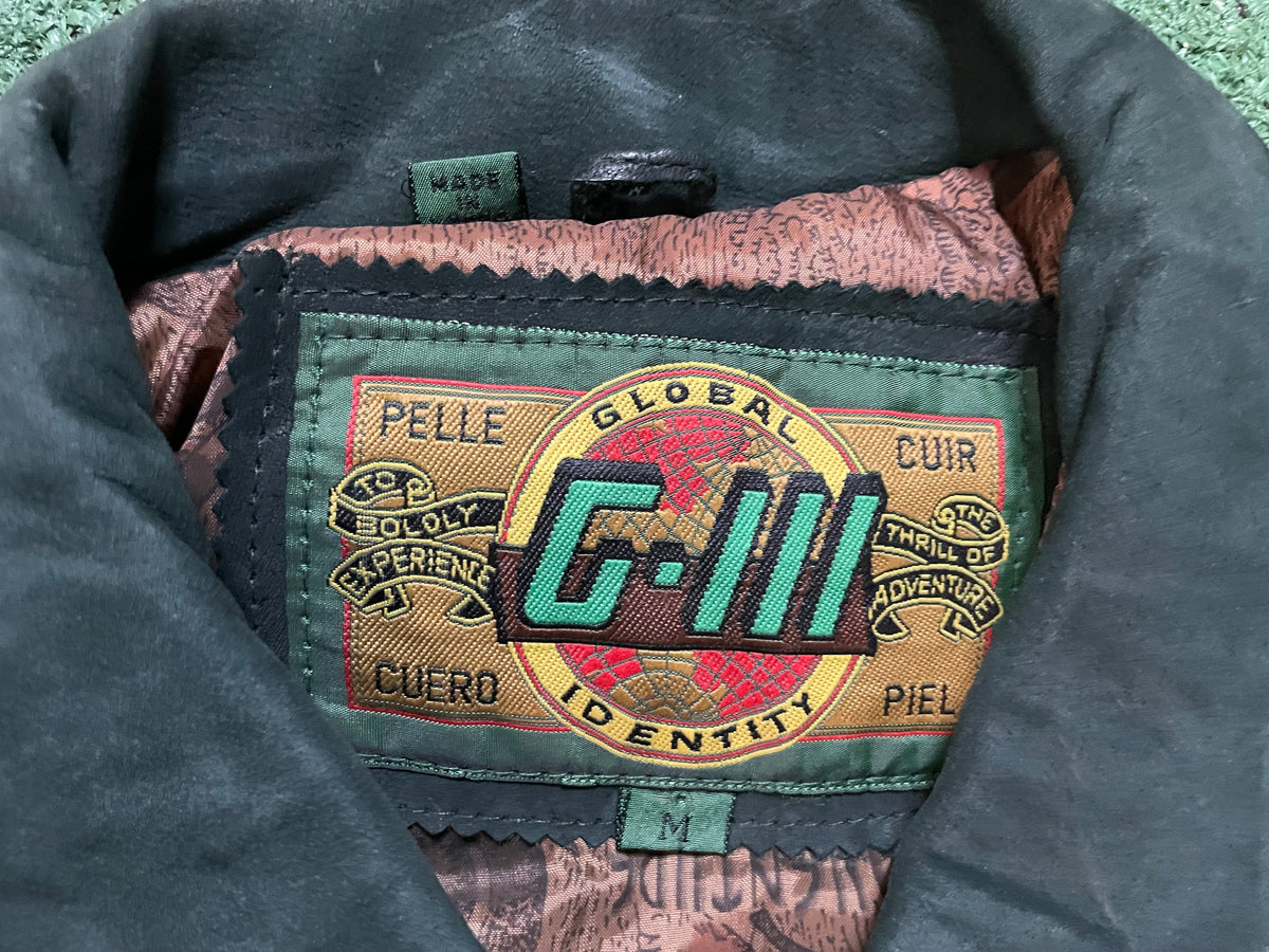 Vintage 1990s G-III green suede bomber jacket