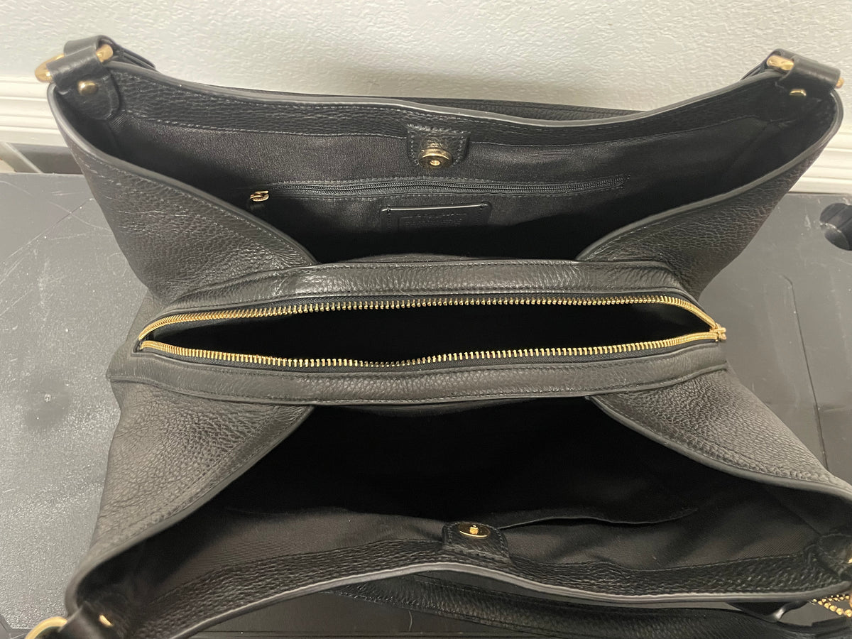 Coach Kristy Shoulder black pebbled leather jacket