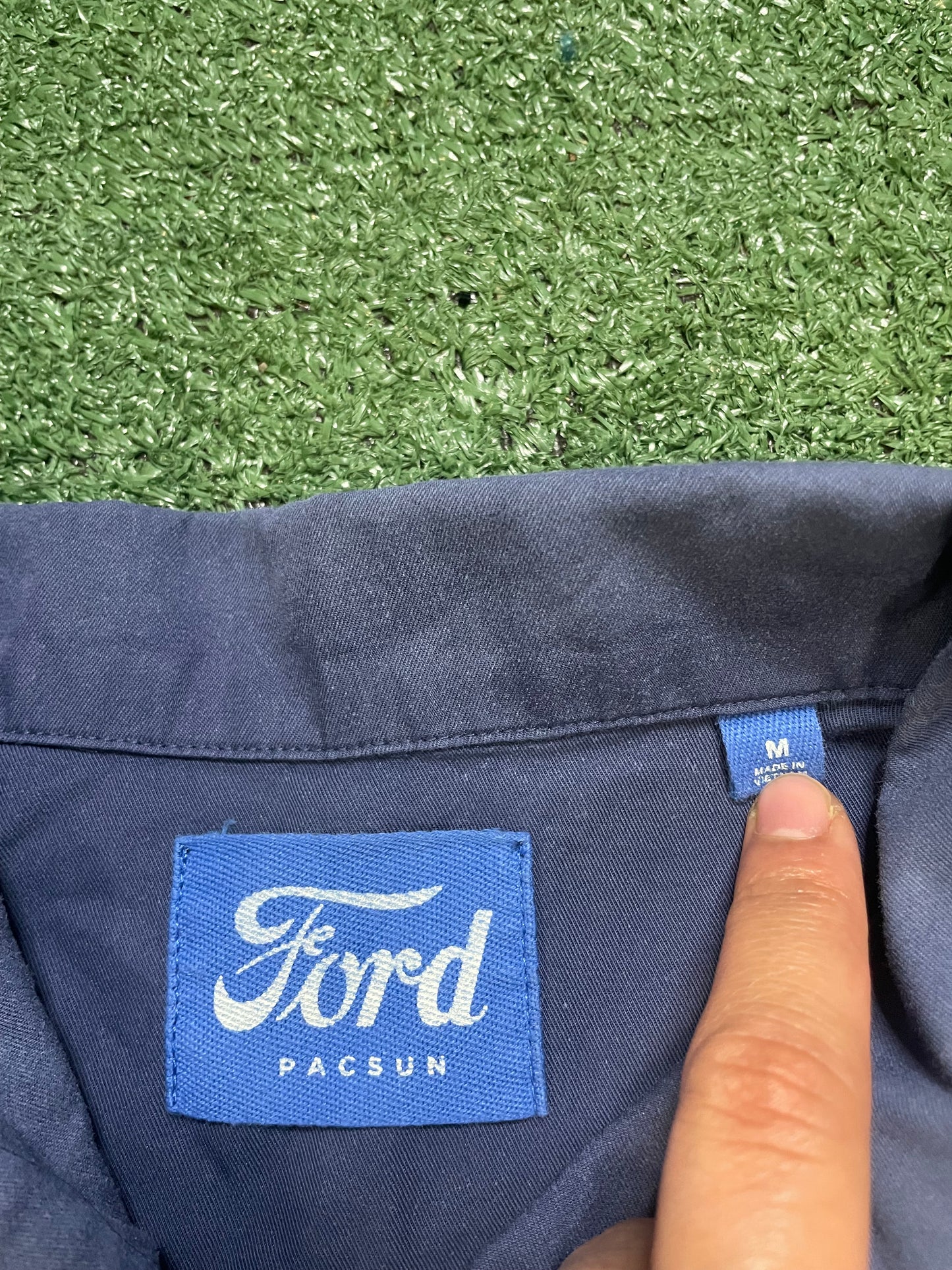 Ford quarter zip studded shirt