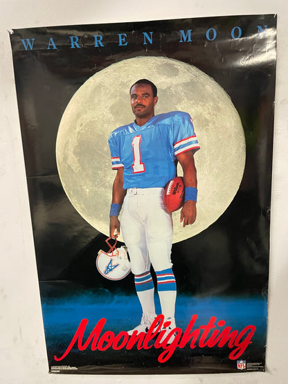 Vintage 1990s Warren Moon moonlighting houston oilers NFL poster
