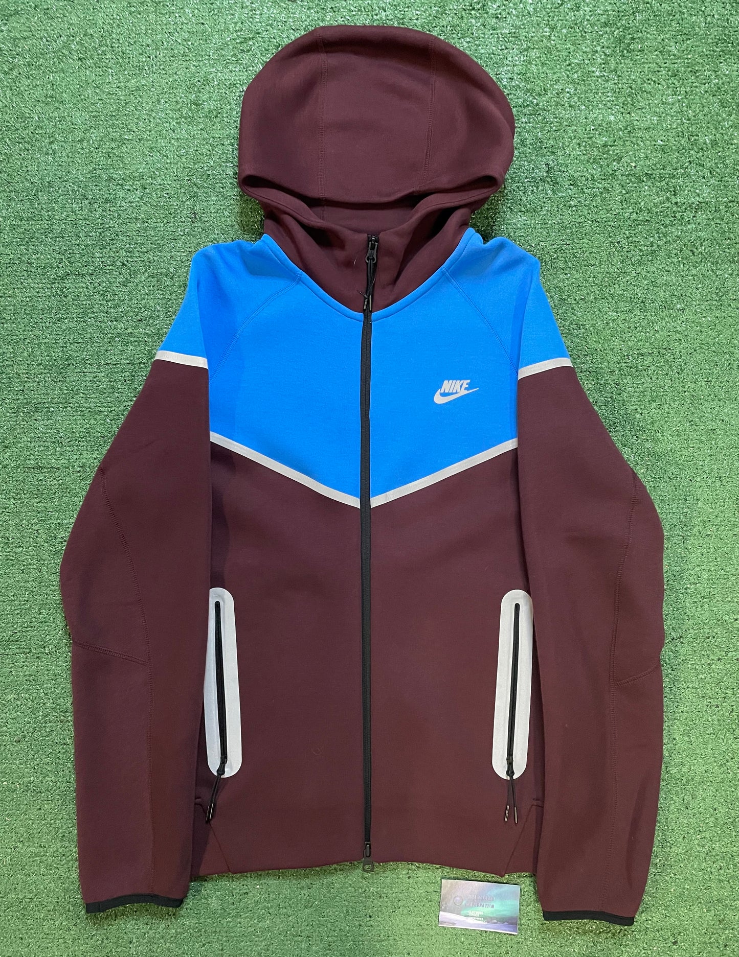 Nike Tech fleece hoodie burgundy and light photo blue