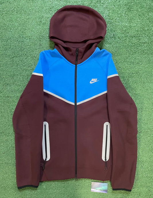Nike Tech fleece hoodie burgundy and light photo blue