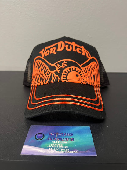 Von Dutch black and orange hat