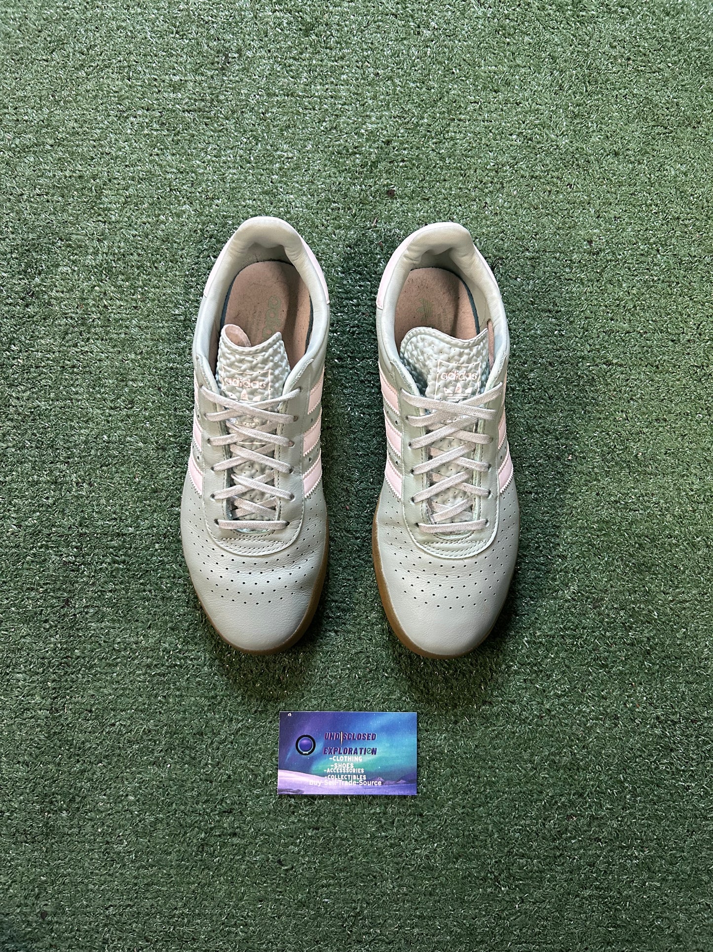 Adidas 350 light sage green and gum size 6.5men/8women