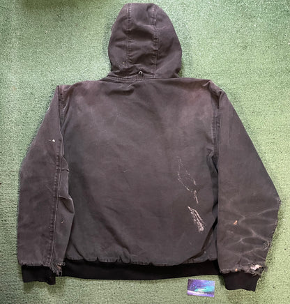 Vintage Dri-Duck black hooded distressed jacket